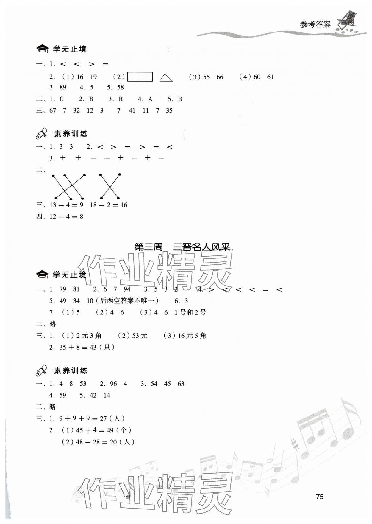 2025年暑假乐园现代教育出版社一年级数学人教版 参考答案第2页