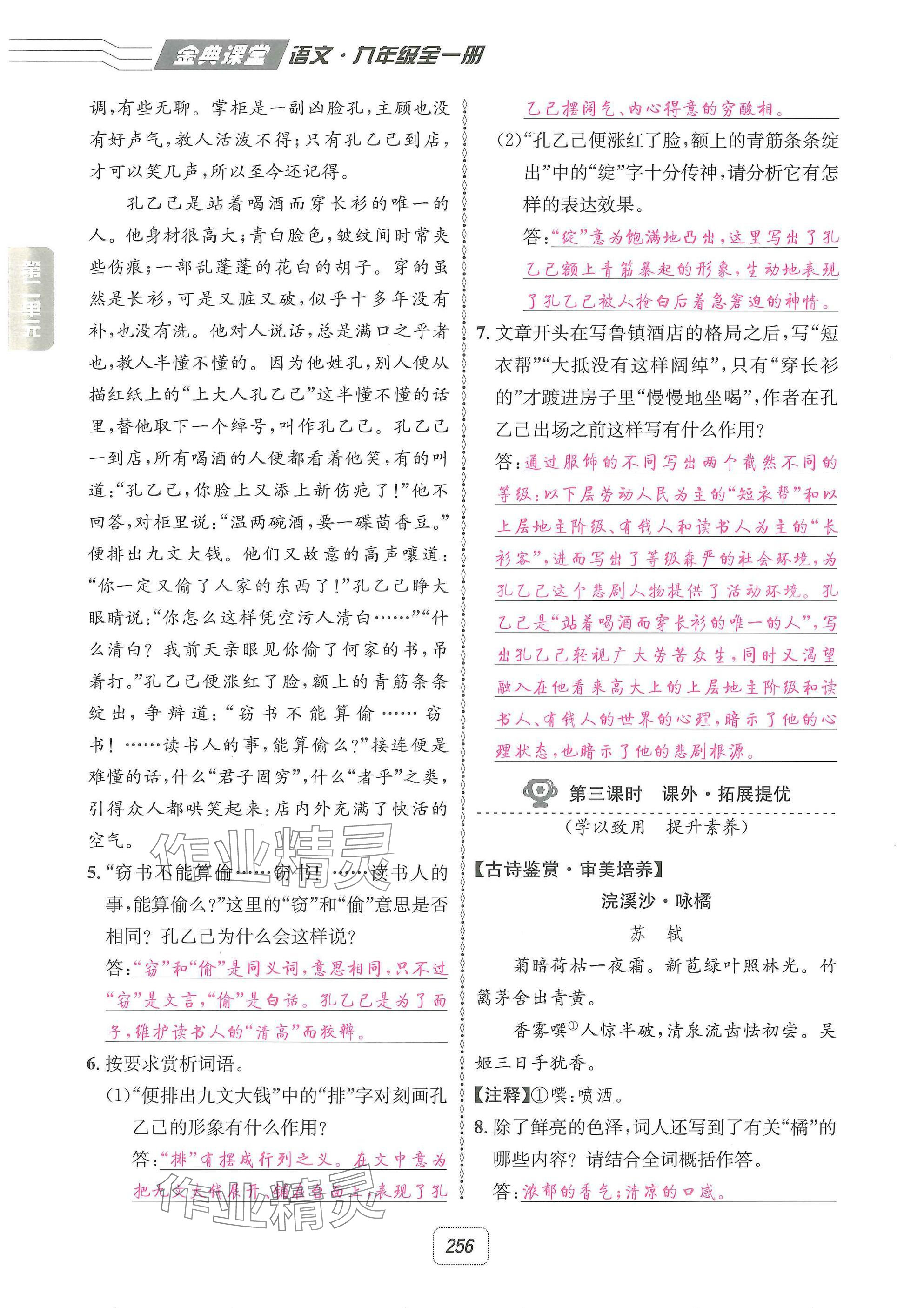 2025年名校金典課堂九年級語文全一冊下人教版成都專版 參考答案第30頁