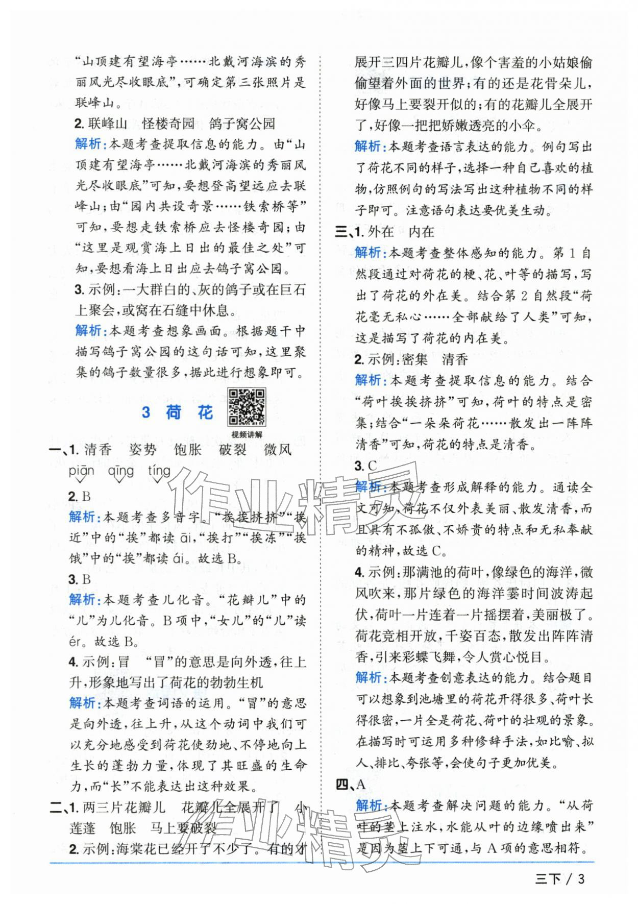 2026年阳光同学课时优化作业三年级语文下册人教版山东专版&nbsp;第3页