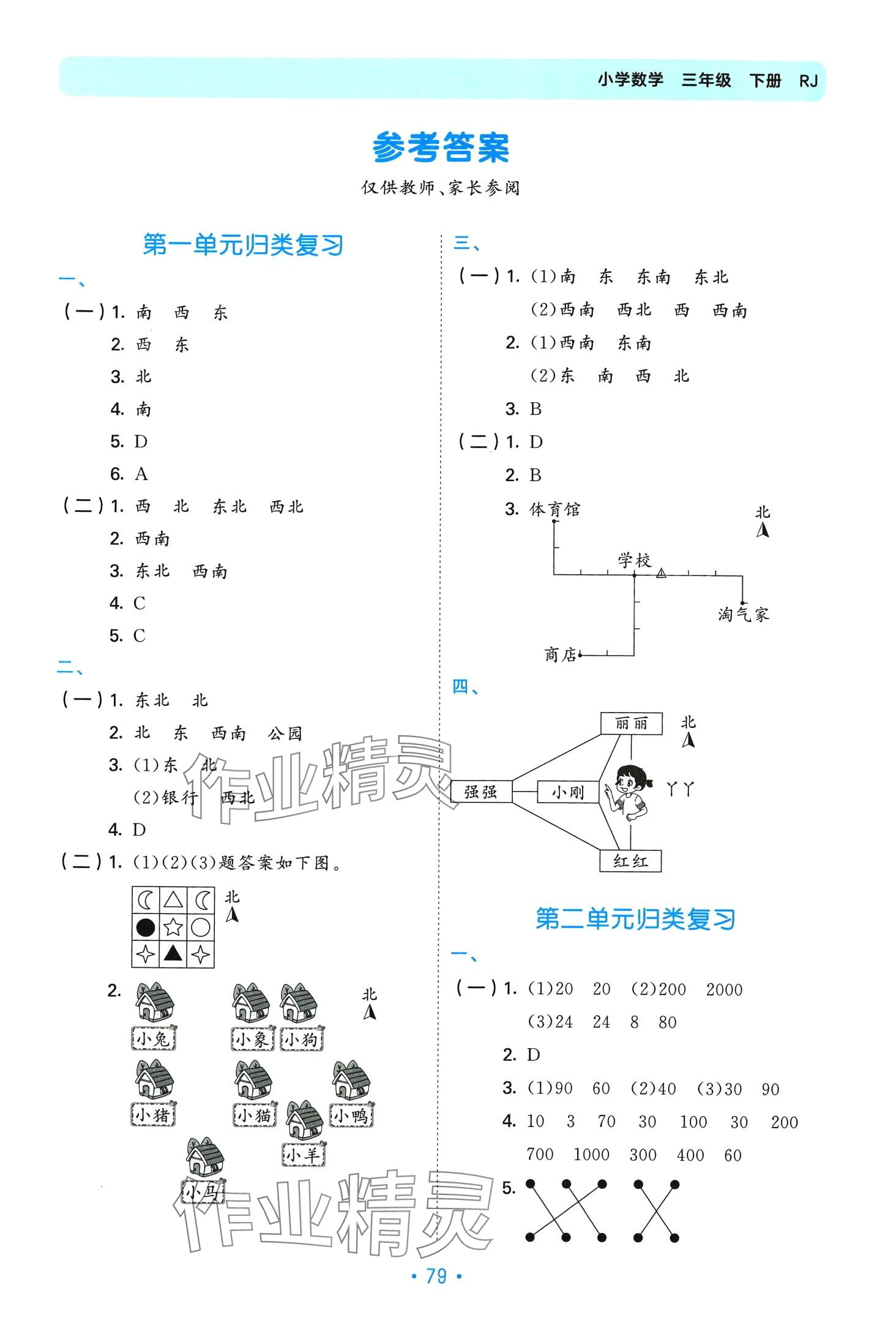 2024年53单元归类复习三年级数学下册人教版 第1页