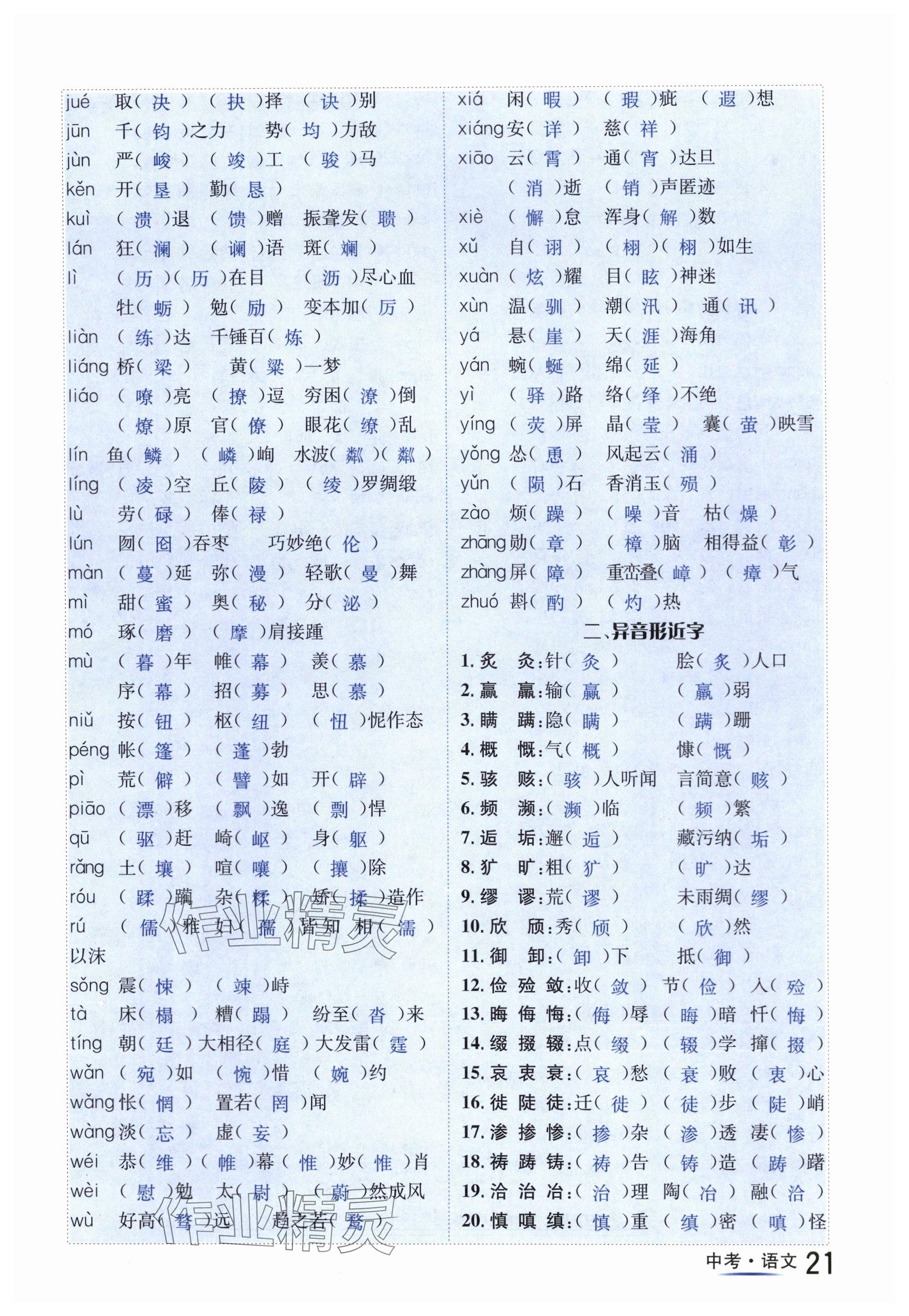 2024年国华图书中考拐点语文南充专版 参考答案第21页