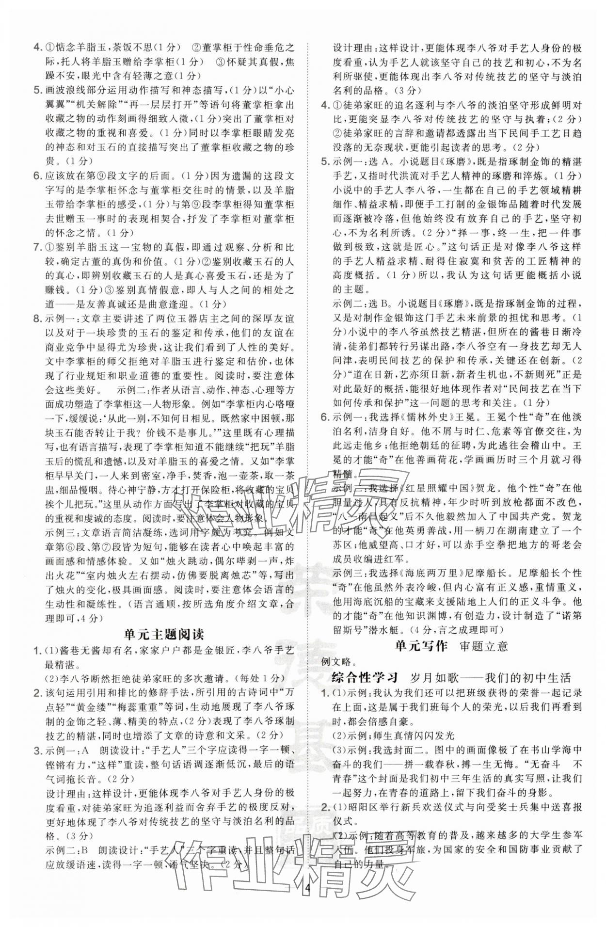 2025年點(diǎn)撥訓(xùn)練九年級(jí)語(yǔ)文下冊(cè)人教版寧夏專版 第4頁(yè)