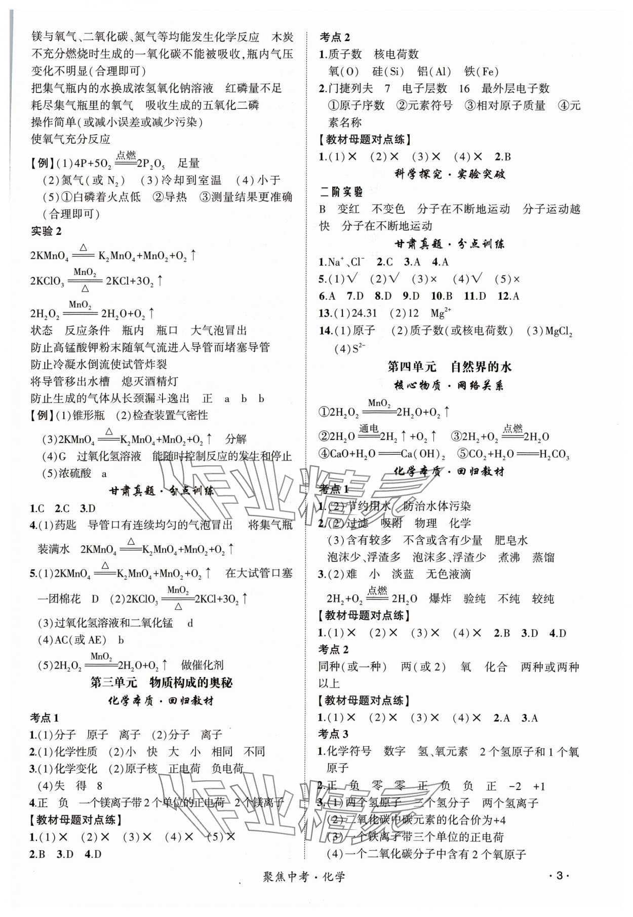 2024年聚焦中考化学通用版甘肃专版 第3页