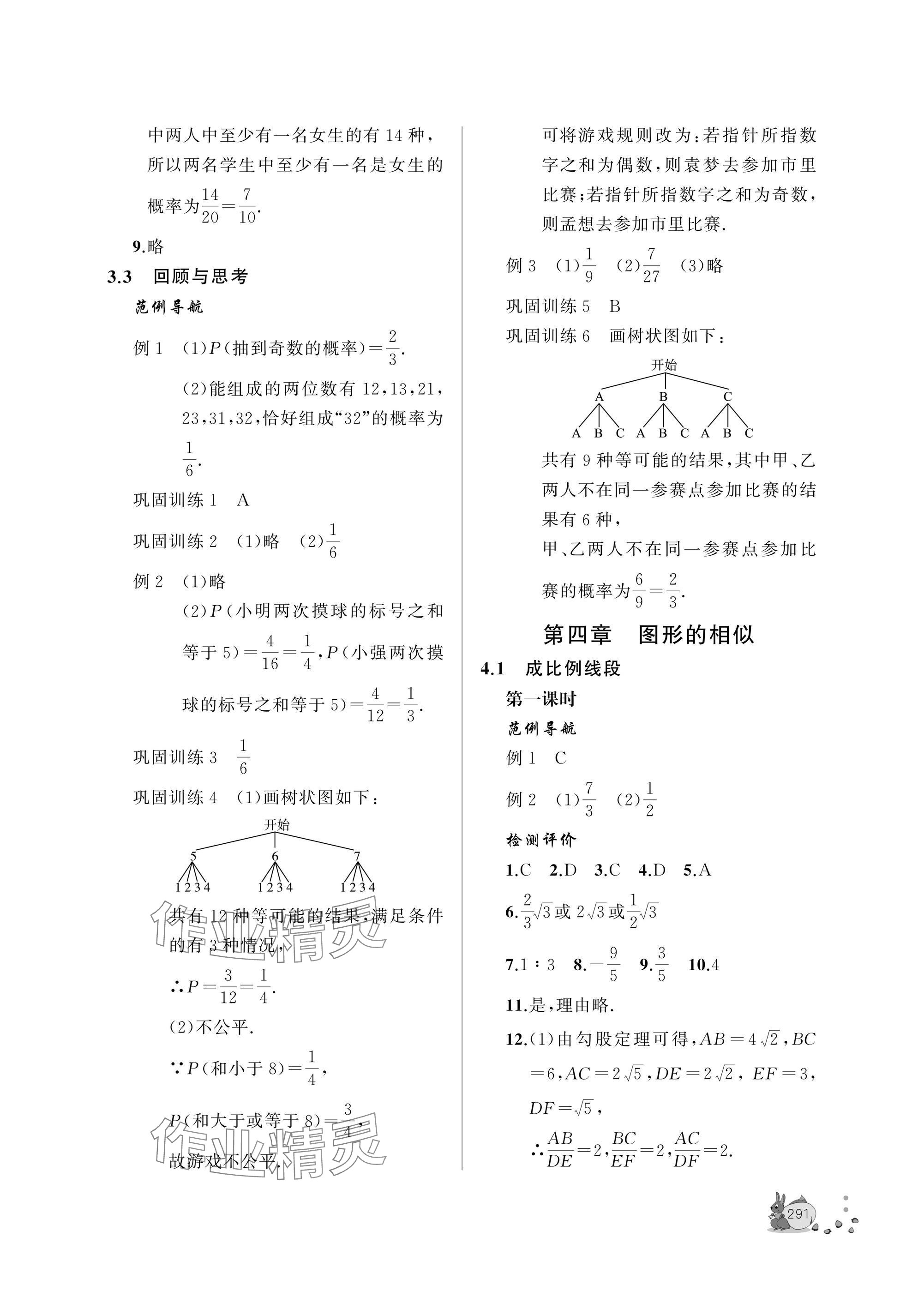 2025年新课程助学丛书九年级数学全一册北师大版 参考答案第9页