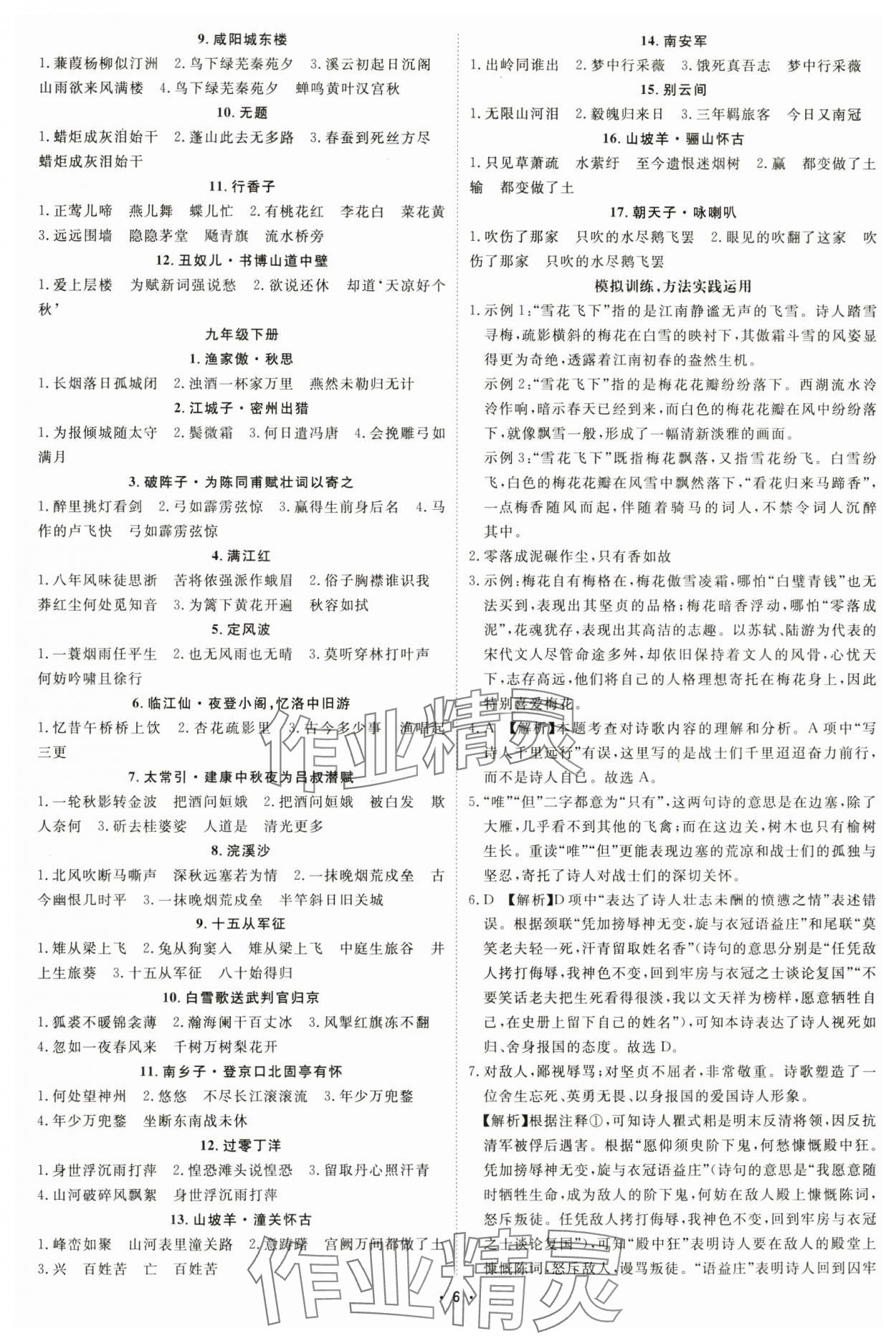 2025年初中總復習手冊中國石油大學出版社語文 參考答案第5頁