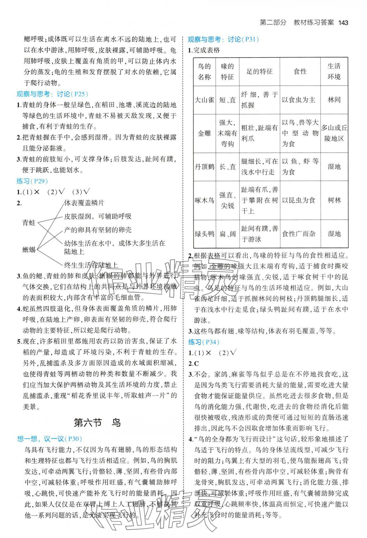 2024年教材課本八年級生物上冊人教版 參考答案第3頁