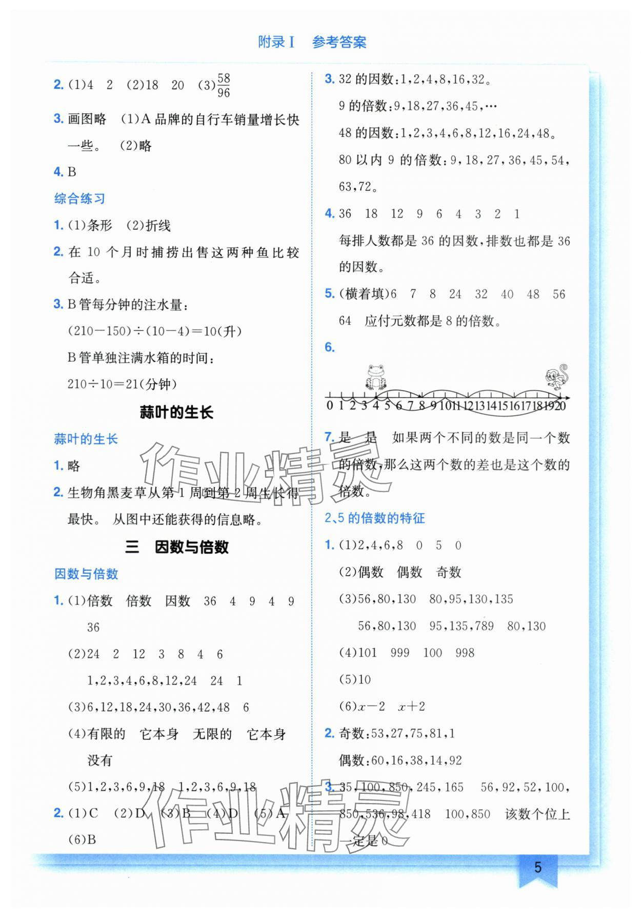 2024年黃岡小狀元作業(yè)本五年級(jí)數(shù)學(xué)下冊(cè)蘇教版 第5頁(yè)