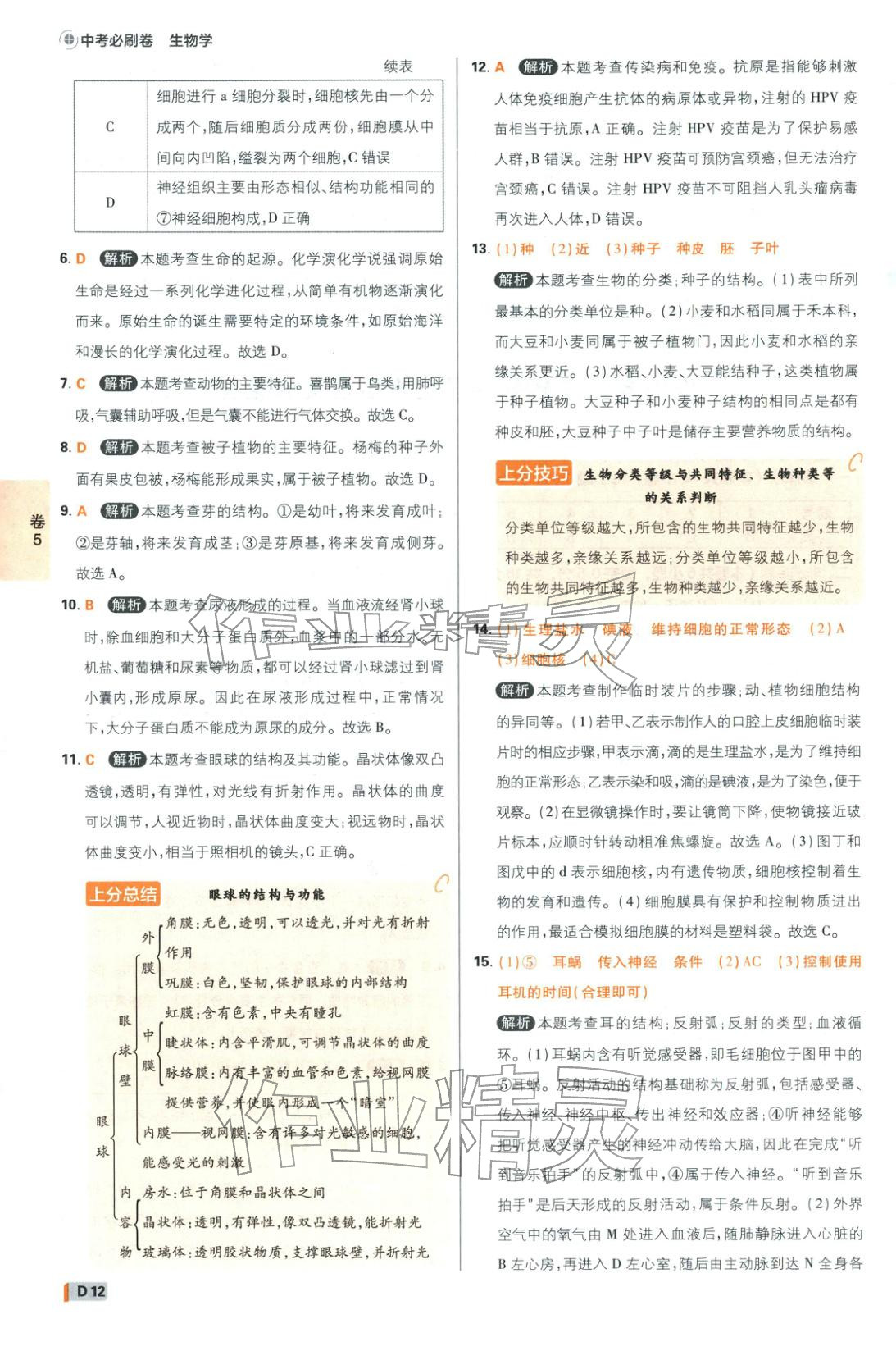 2026年中考必刷卷42套新卷沈阳出版社八年级生物全一册通用版辽宁专版&nbsp;第12页