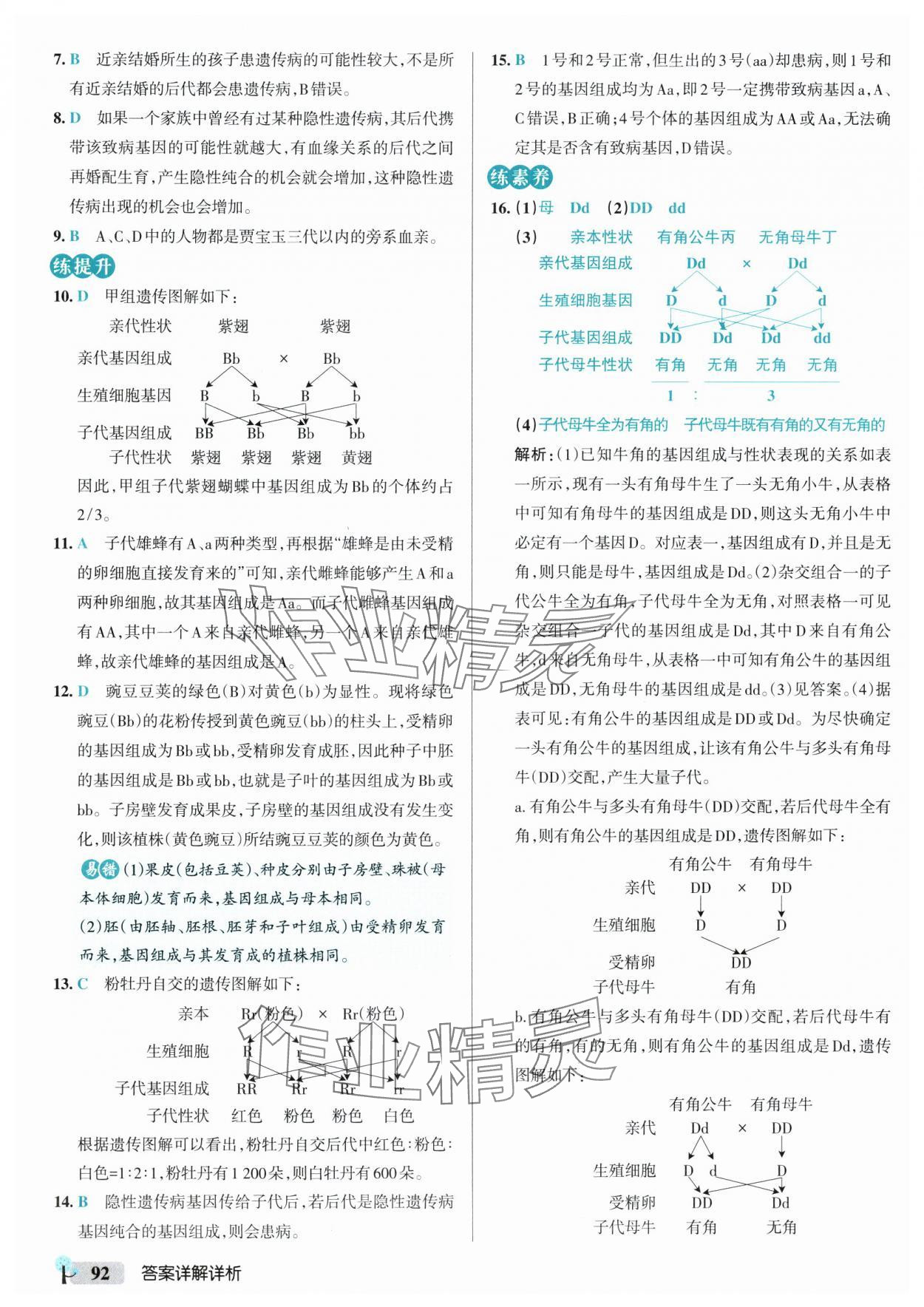 2025年初中學霸創(chuàng)新題八年級生物下冊人教版 參考答案第10頁