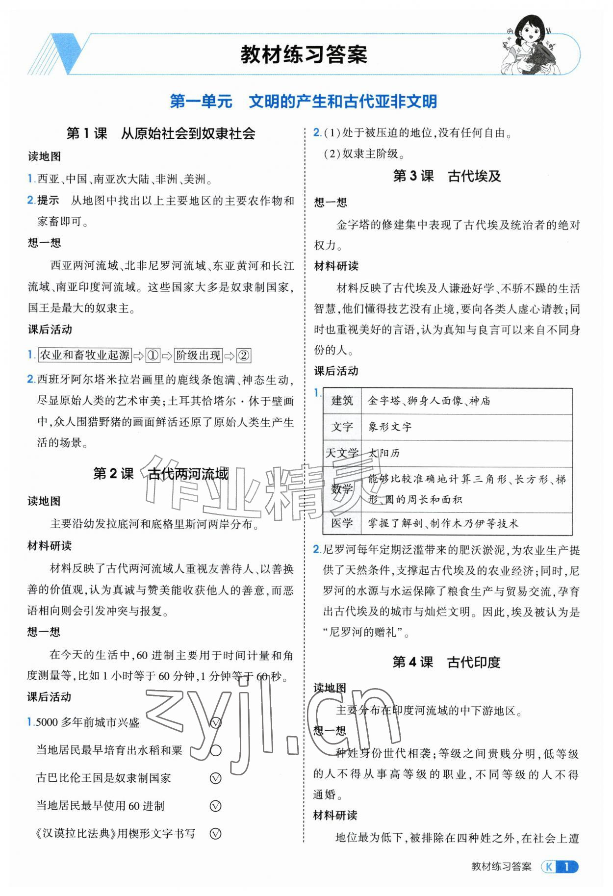 2026年教材课本八年级历史上册人教版54制&nbsp;参考答案第1页