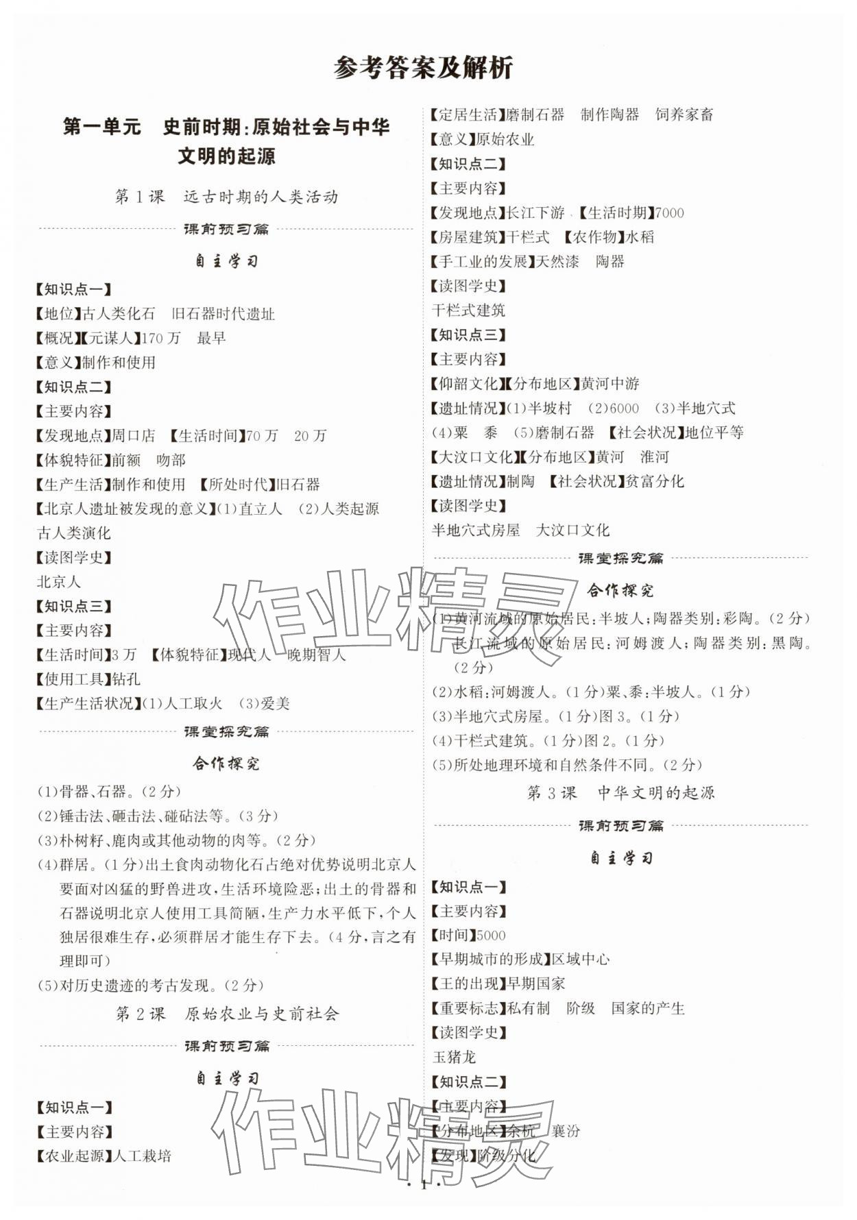 2025年精准同步七年级历史上册人教版广州专版 第1页