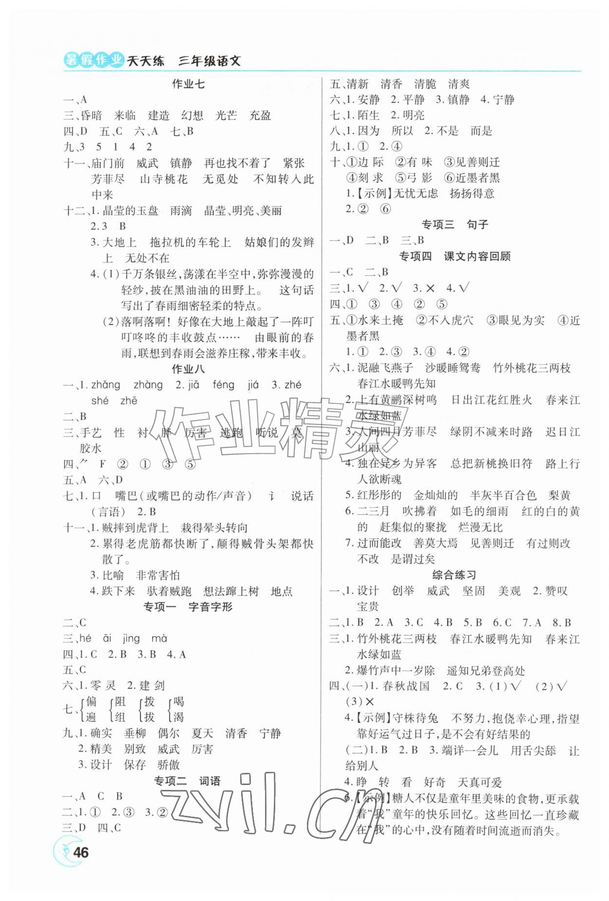 2026年暑假作业天天练三年级语文人教版&nbsp;第2页