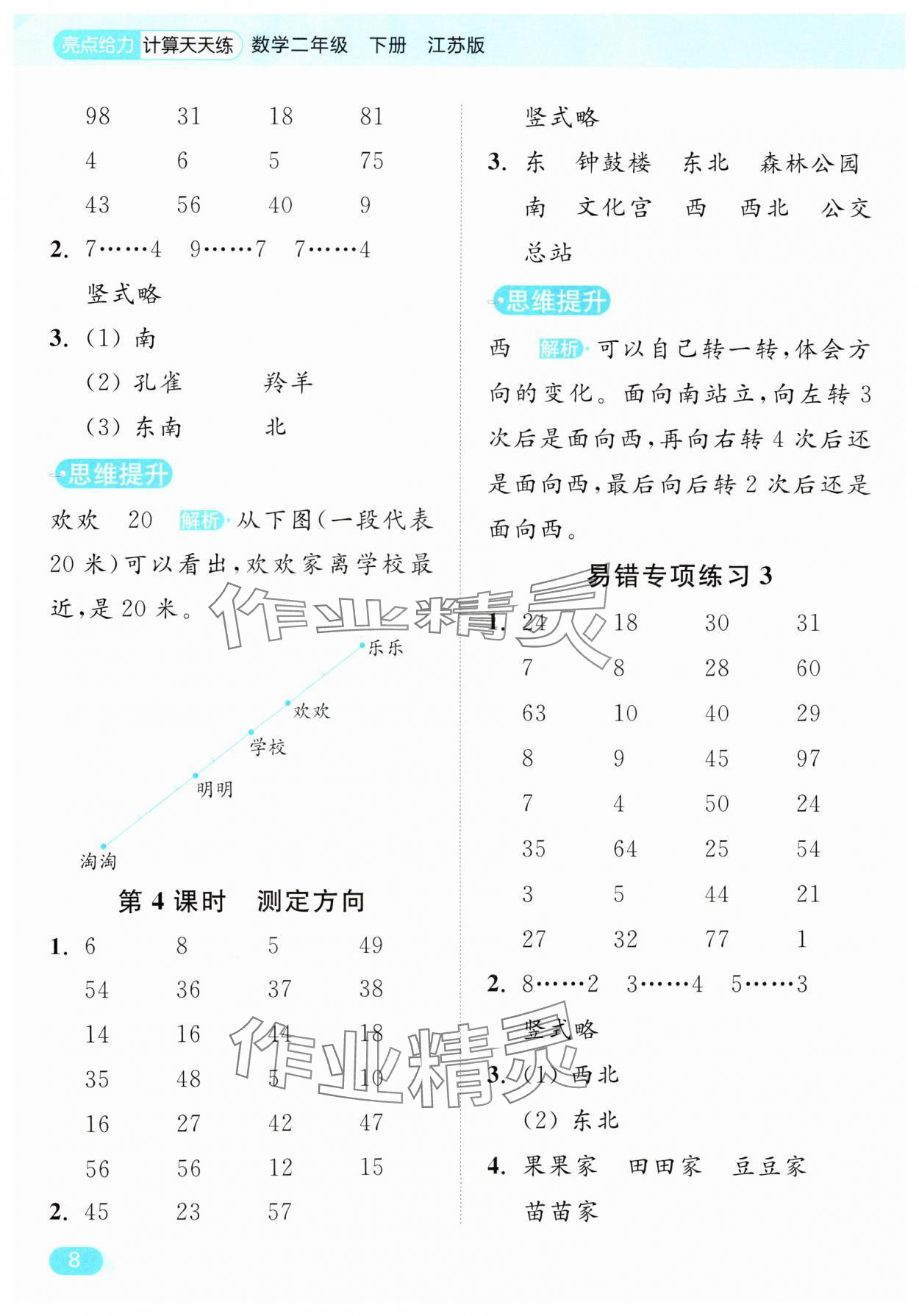 2025年亮點給力計算天天練二年級數(shù)學(xué)下冊蘇教版 第8頁