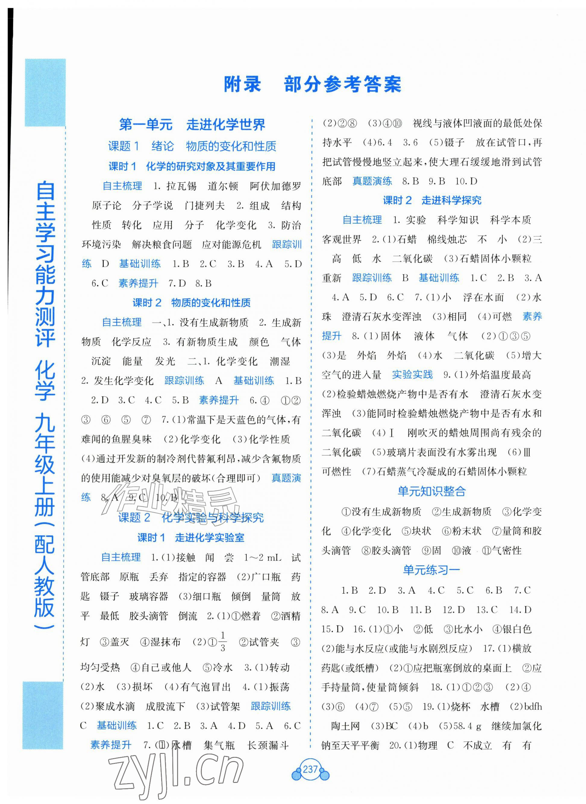 2026年自主学习能力测评九年级化学上册人教版&nbsp;第1页