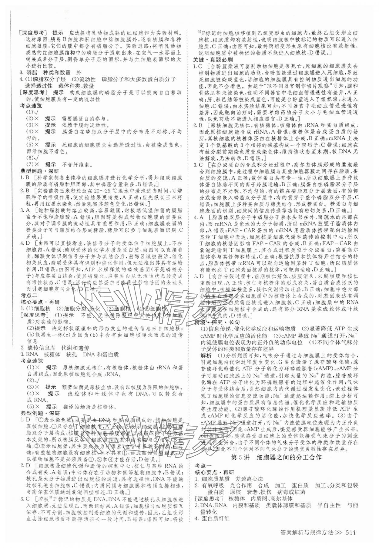 2025年創新設計高考總復習高中生物 參考答案第5頁