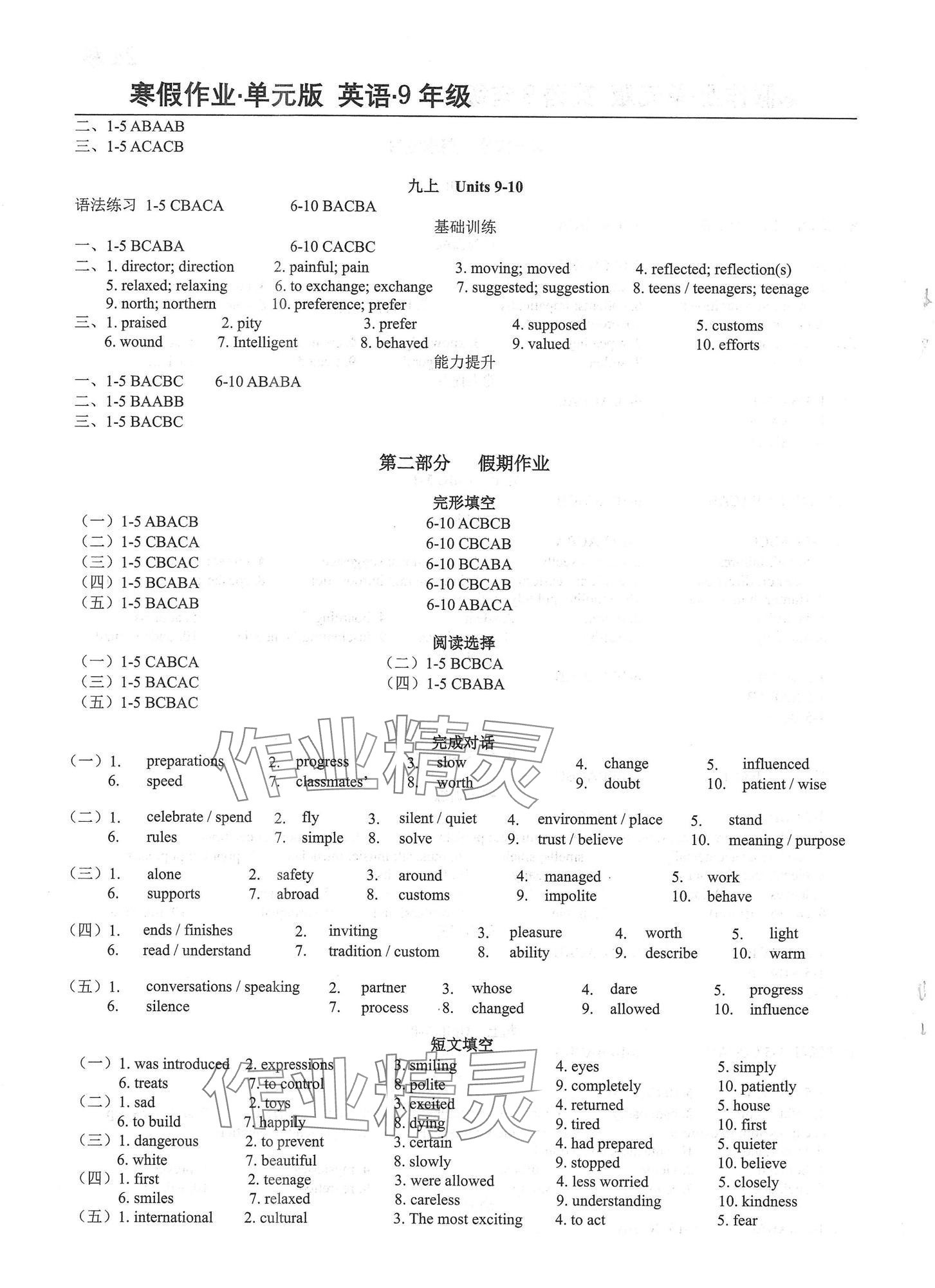 2025年新視界單元復(fù)習(xí)寒假作業(yè)九年級(jí)英語(yǔ) 第2頁(yè)