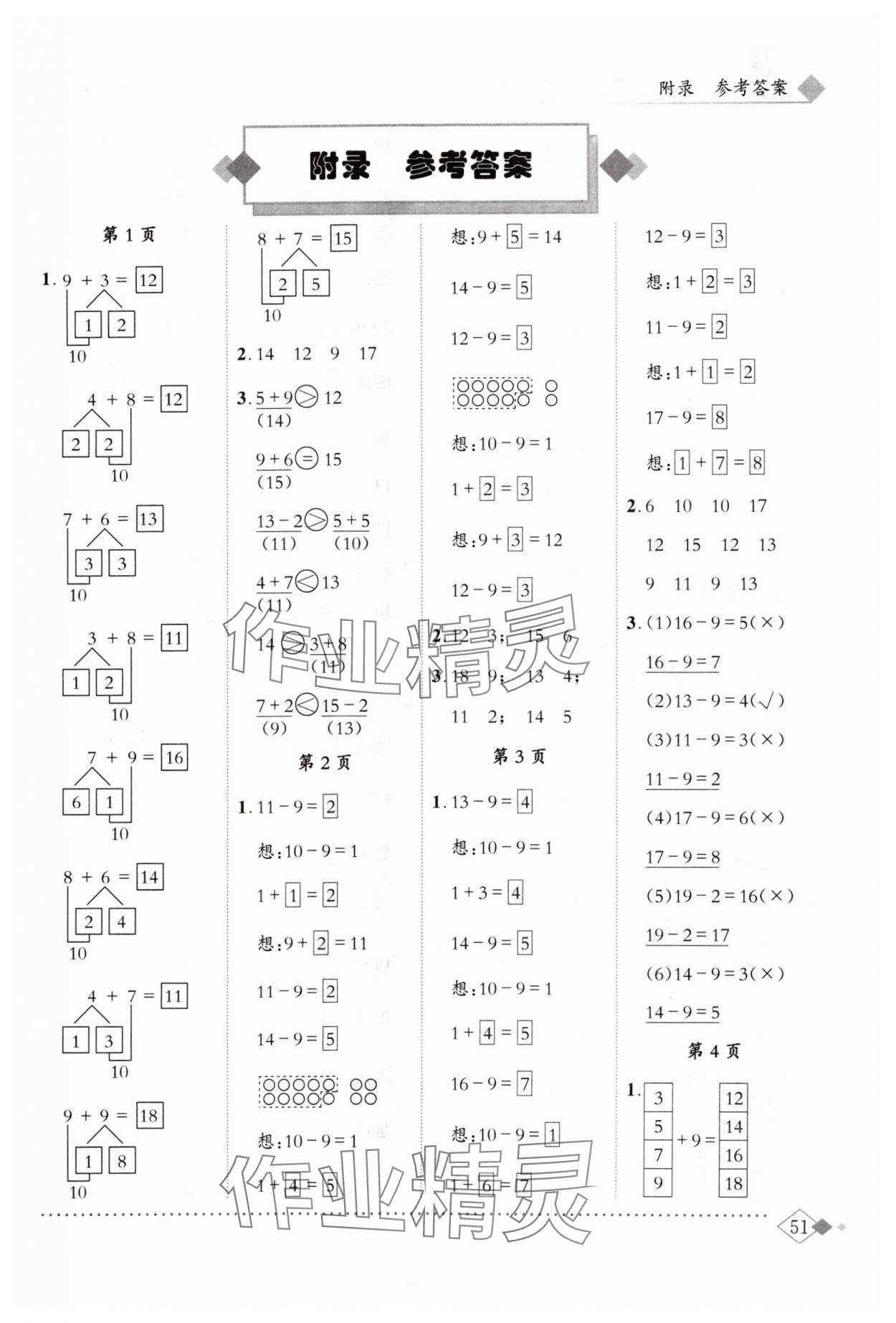 2024年黃岡小狀元同步計(jì)算天天練一年級(jí)數(shù)學(xué)下冊(cè)人教版 第1頁