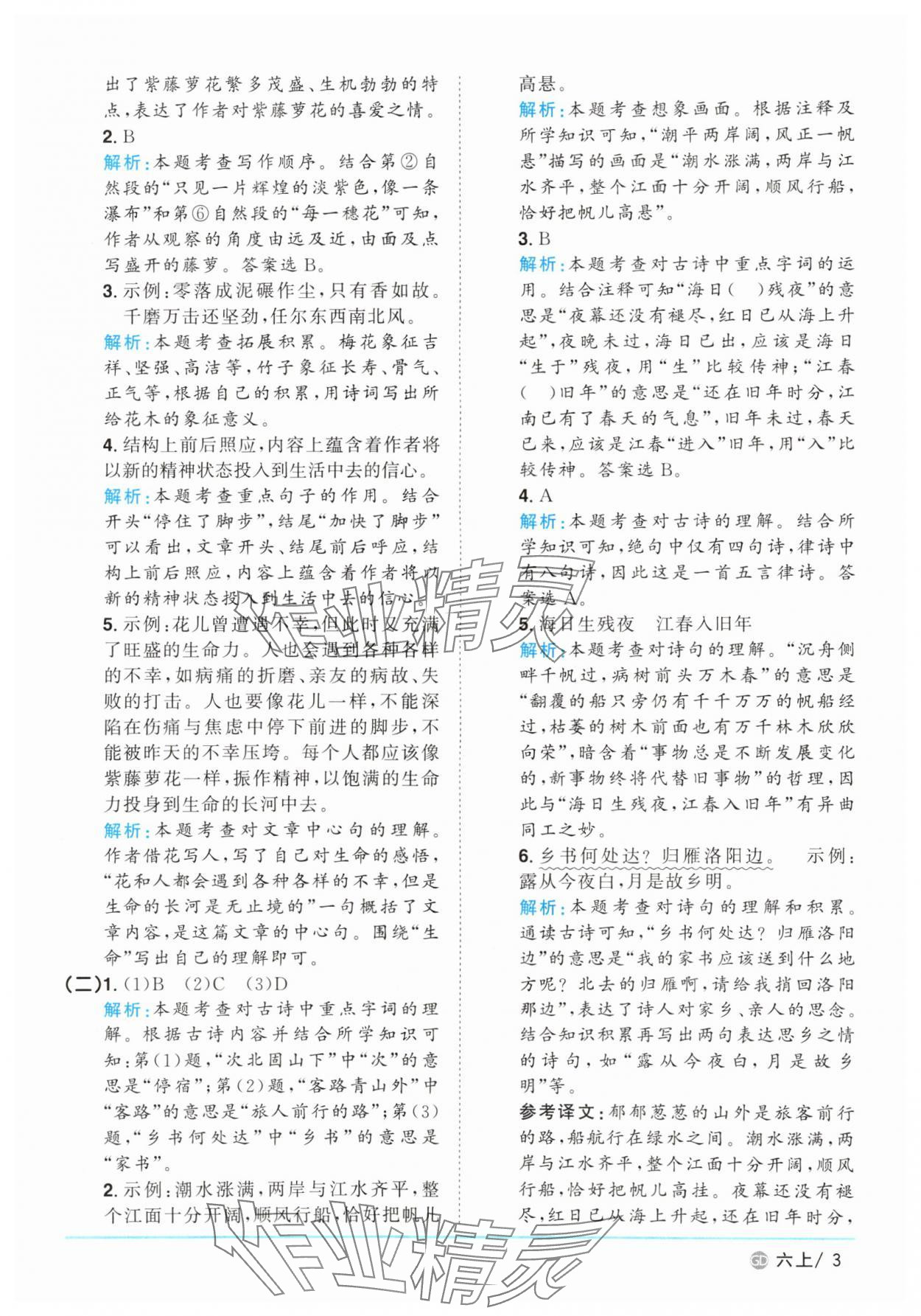 2025年陽(yáng)光同學(xué)課時(shí)優(yōu)化作業(yè)六年級(jí)語(yǔ)文上冊(cè)人教版廣東專版 參考答案第3頁(yè)