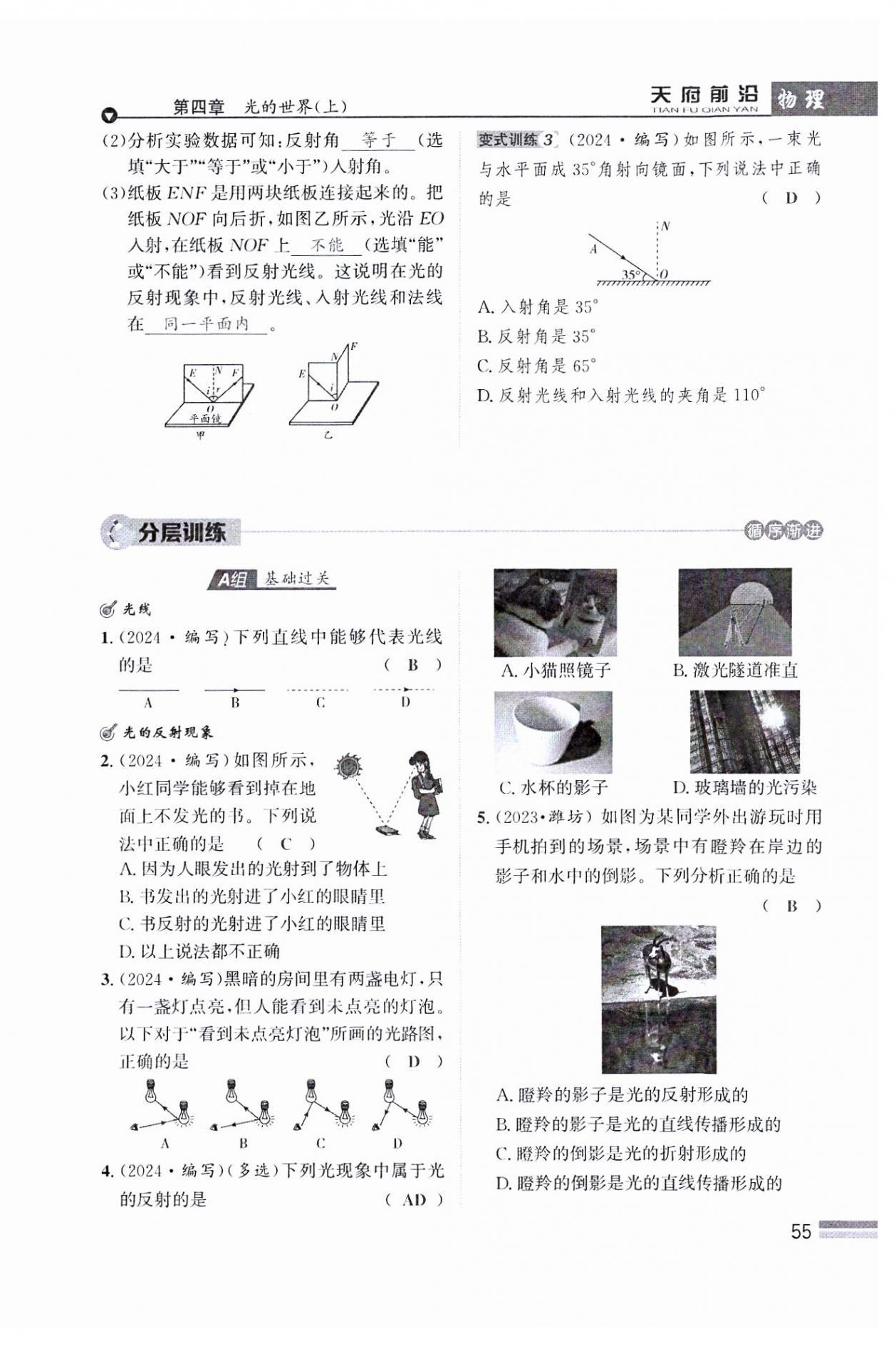 2024年天府前沿八年級物理上冊教科版課時同步培優(yōu)訓練 參考答案第55頁