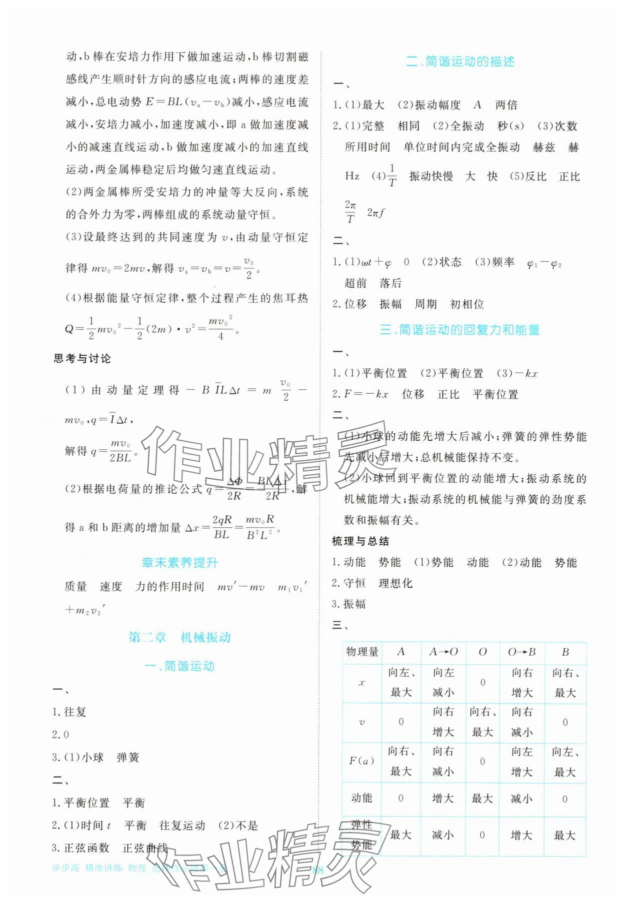2025年步步高精準講練高中物理選擇性必修第一冊&nbsp;參考答案第4頁