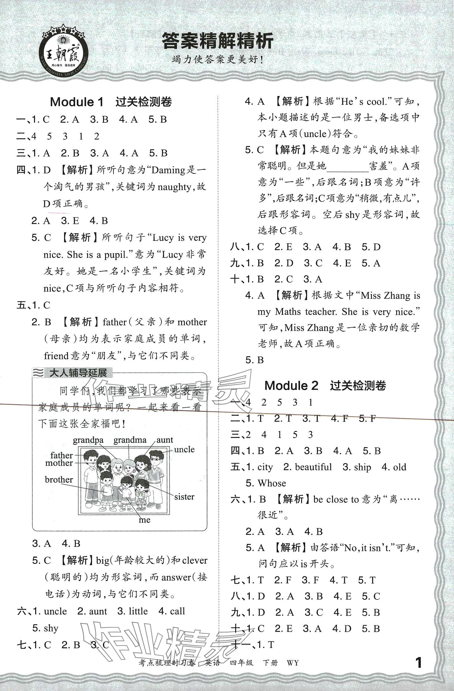 2024年王朝霞考点梳理时习卷四年级英语下册外研版 第1页