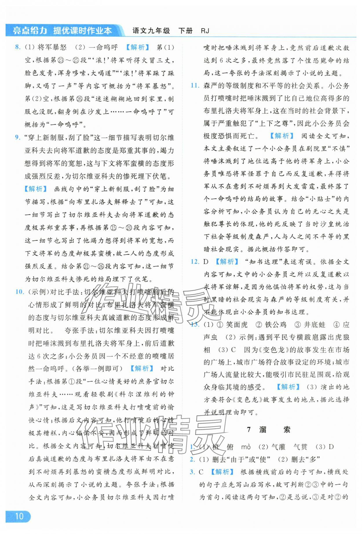 2024年亮點(diǎn)給力提優(yōu)課時(shí)作業(yè)本九年級(jí)語(yǔ)文下冊(cè)人教版 第10頁(yè)