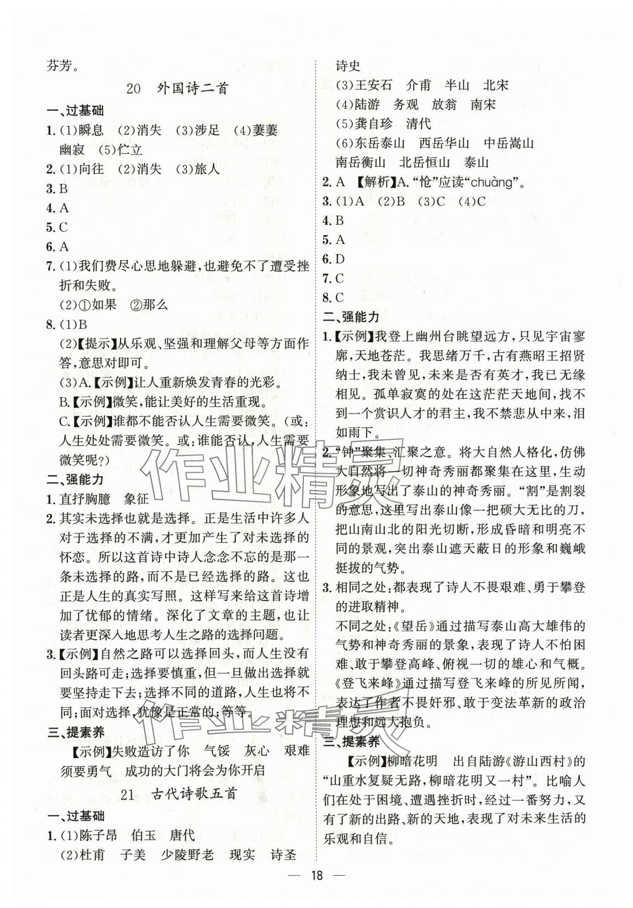 2024年考點專練七年級語文下冊人教版深圳專版 第18頁