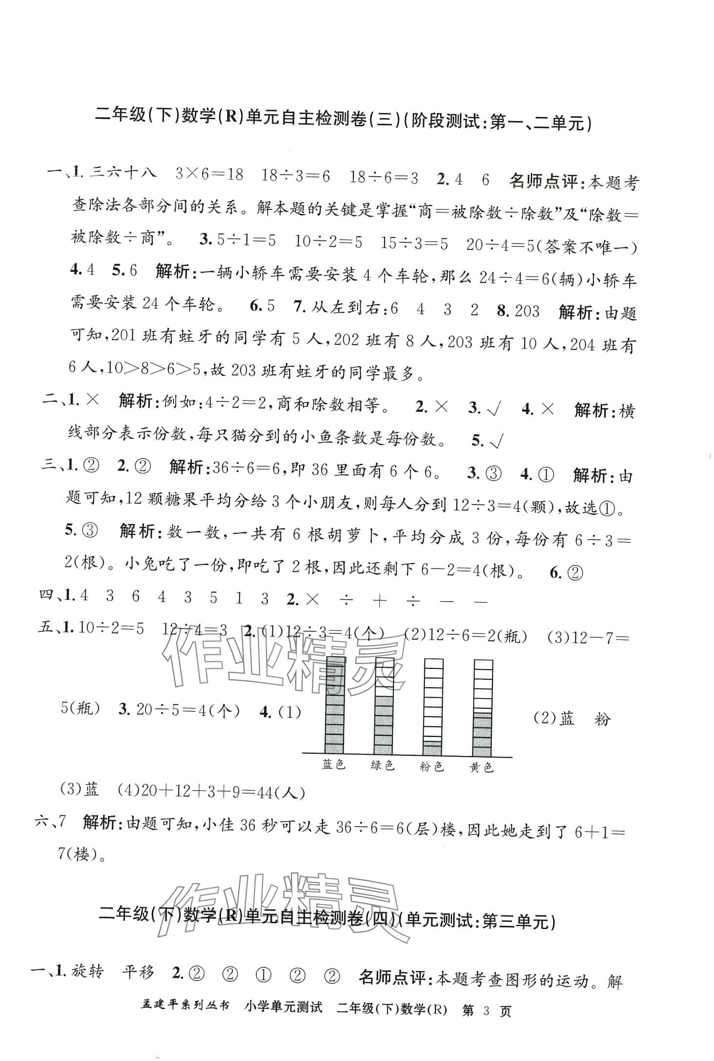 2024年孟建平单元测试二年级数学下册人教版 第3页