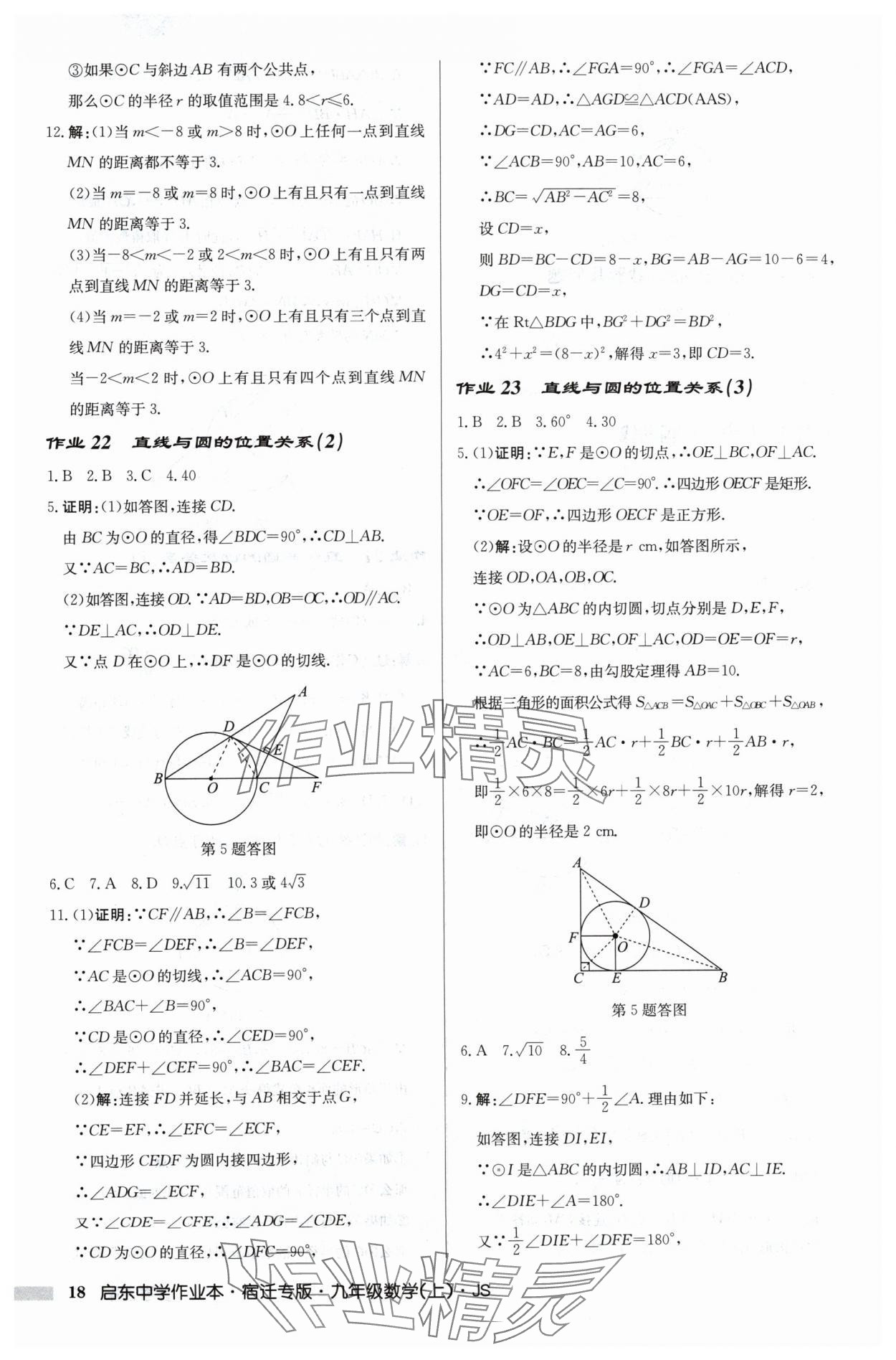 2024年启东中学作业本九年级数学上册苏科版宿迁专版 第18页