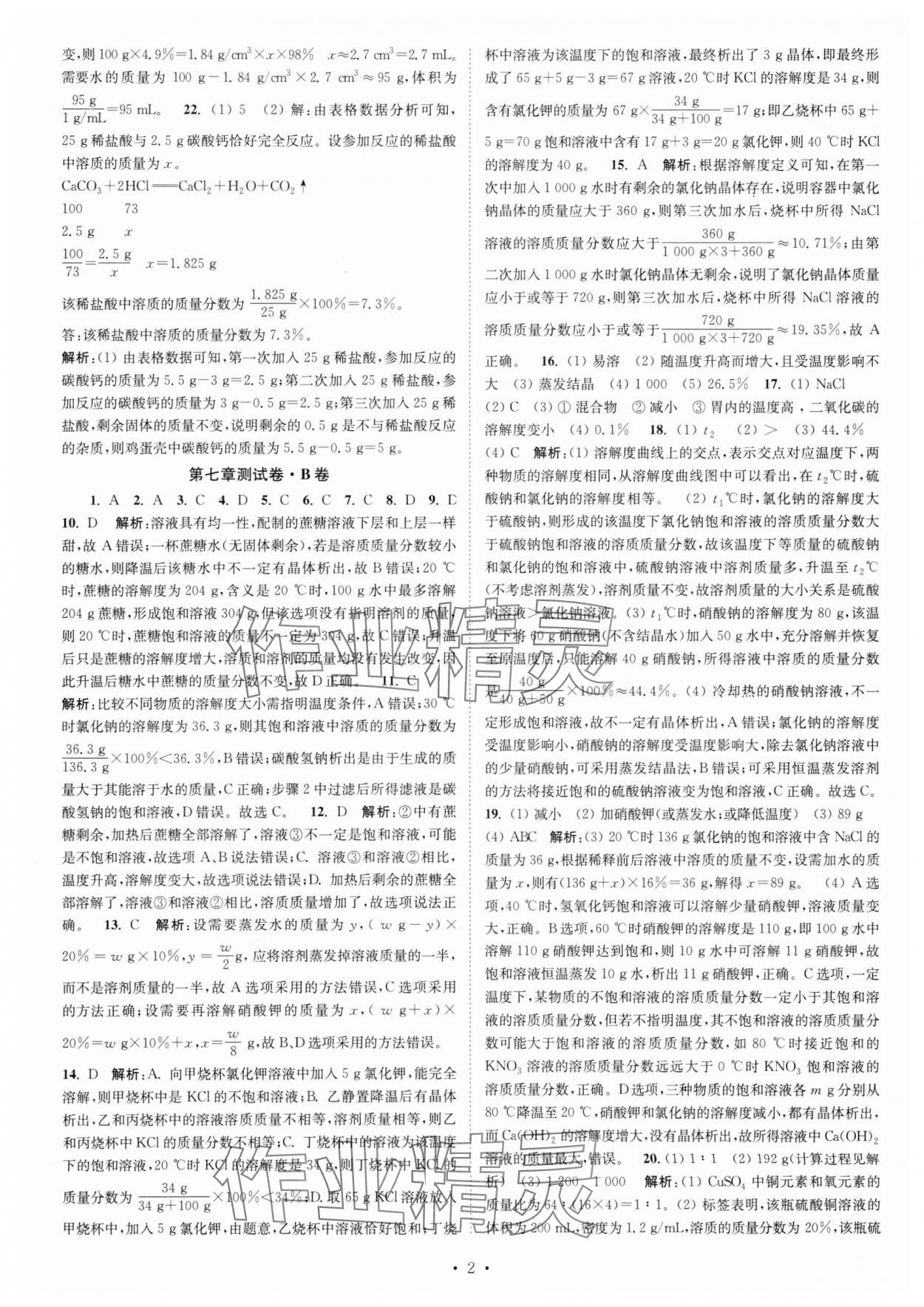 2025年江苏密卷九年级化学下册沪教版 第2页