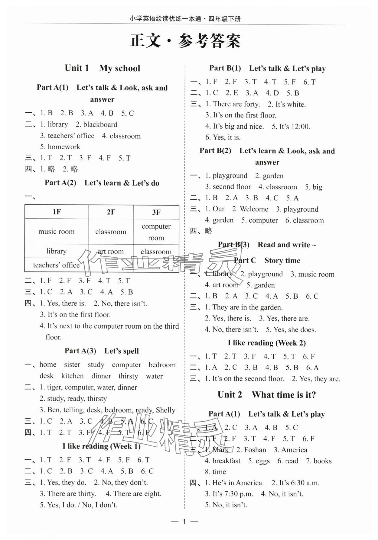 2025年繪讀優(yōu)練四年級(jí)英語(yǔ)下冊(cè)人教版佛山專版 參考答案第1頁(yè)