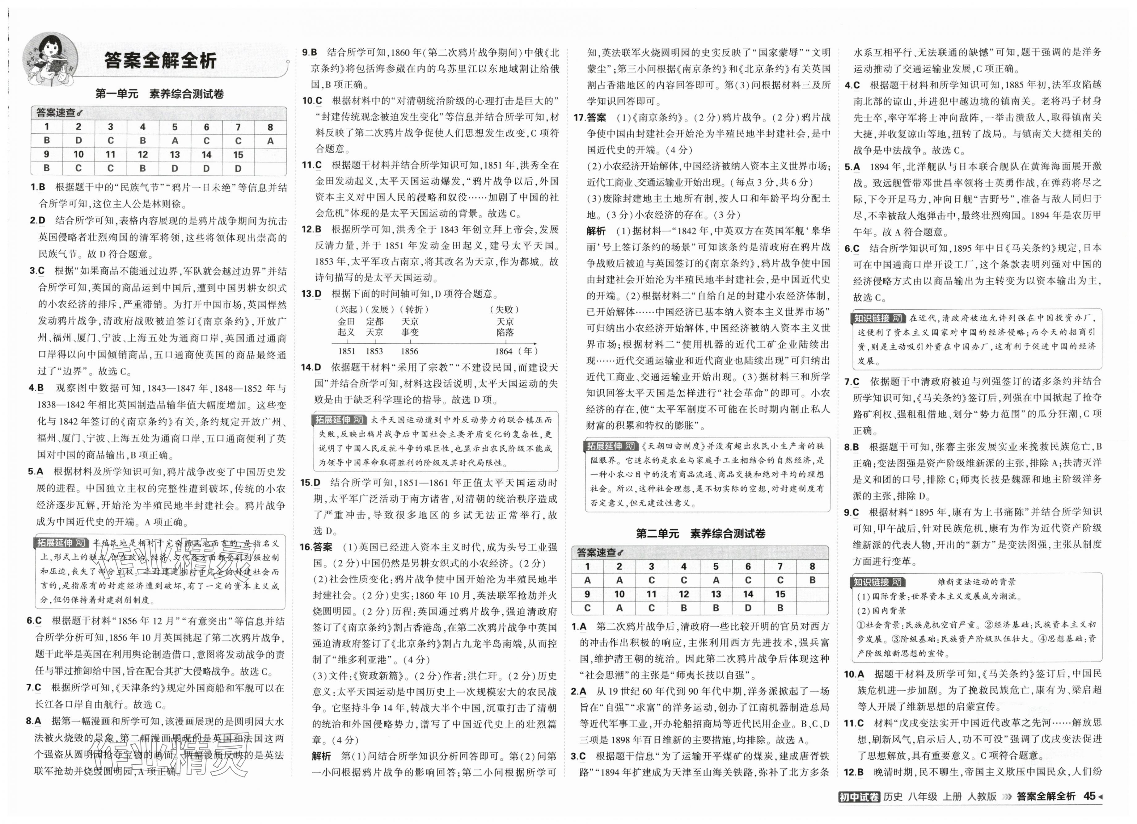 2025年5年中考3年模拟初中试卷八年级历史上册人教版 第1页