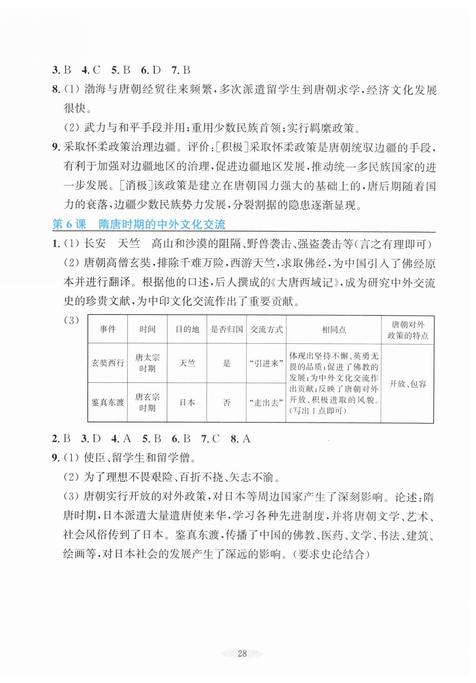 2026年预学与导学七年级历史下册人教版&nbsp;参考答案第4页