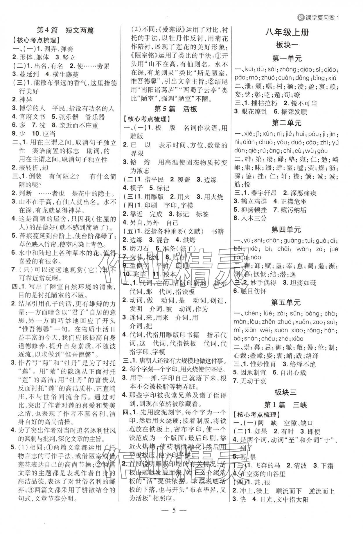 2025年中考特訓語文山東專版 參考答案第4頁