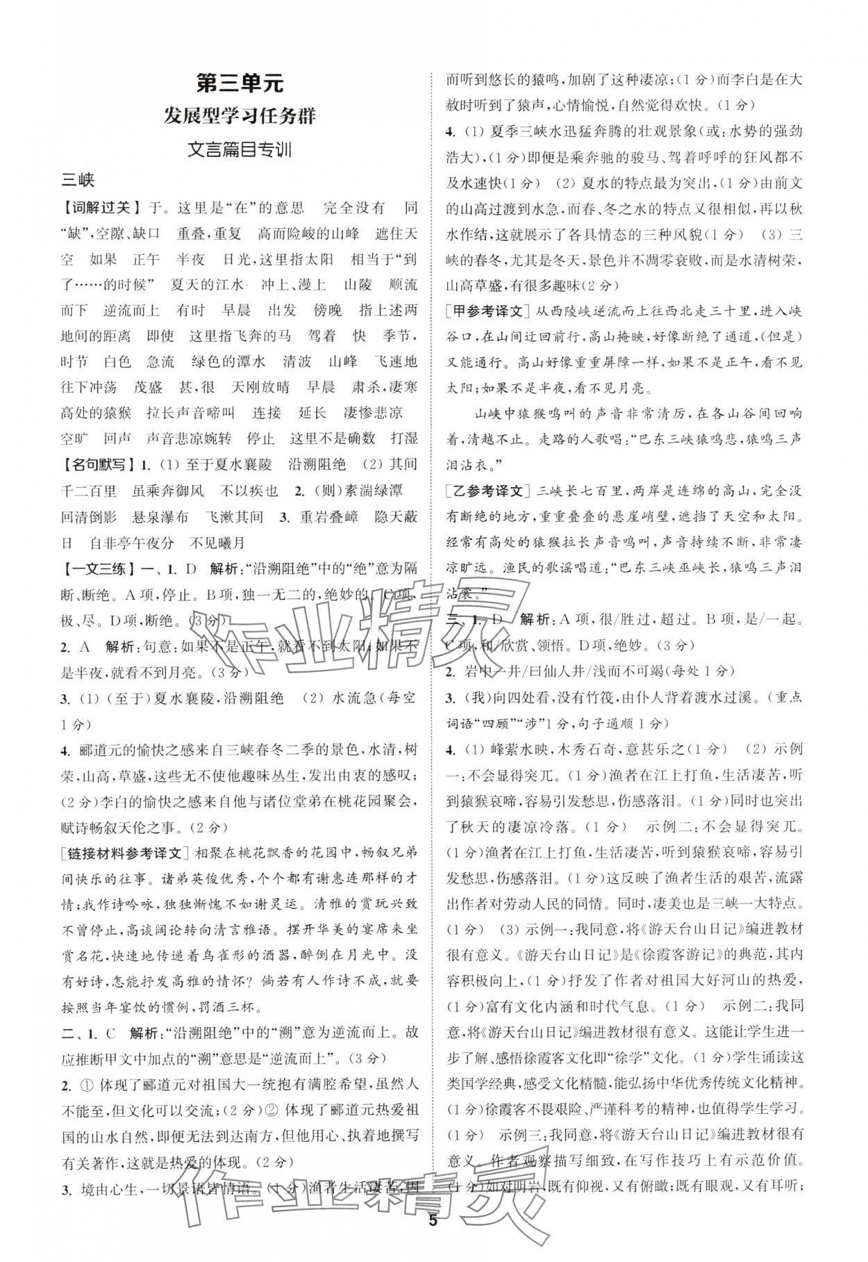 2024年拔尖特訓(xùn)八年級(jí)語(yǔ)文上冊(cè)人教版 參考答案第5頁(yè)