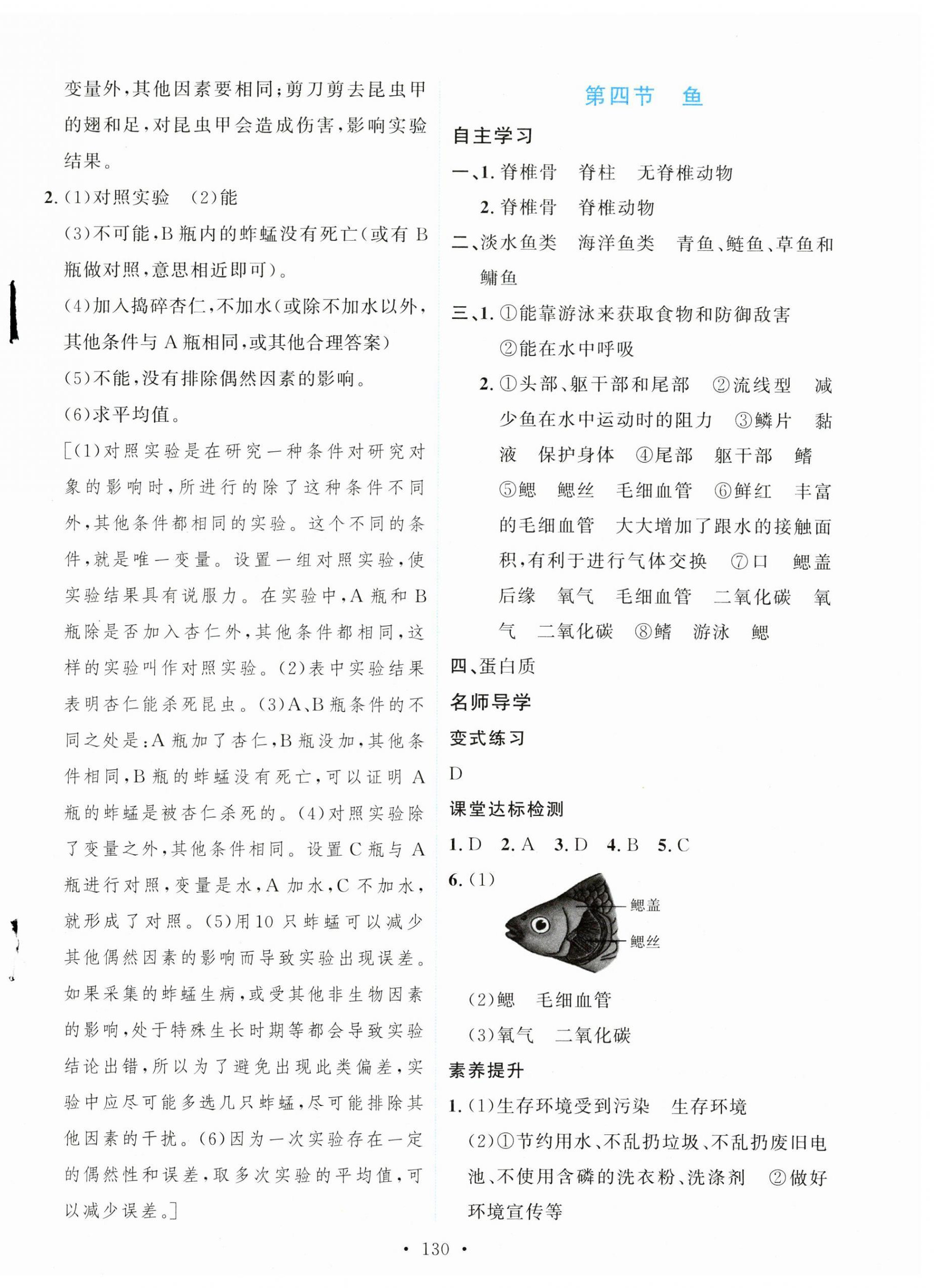 2023年實(shí)驗(yàn)教材新學(xué)案八年級(jí)生物上冊(cè)人教版 參考答案第4頁