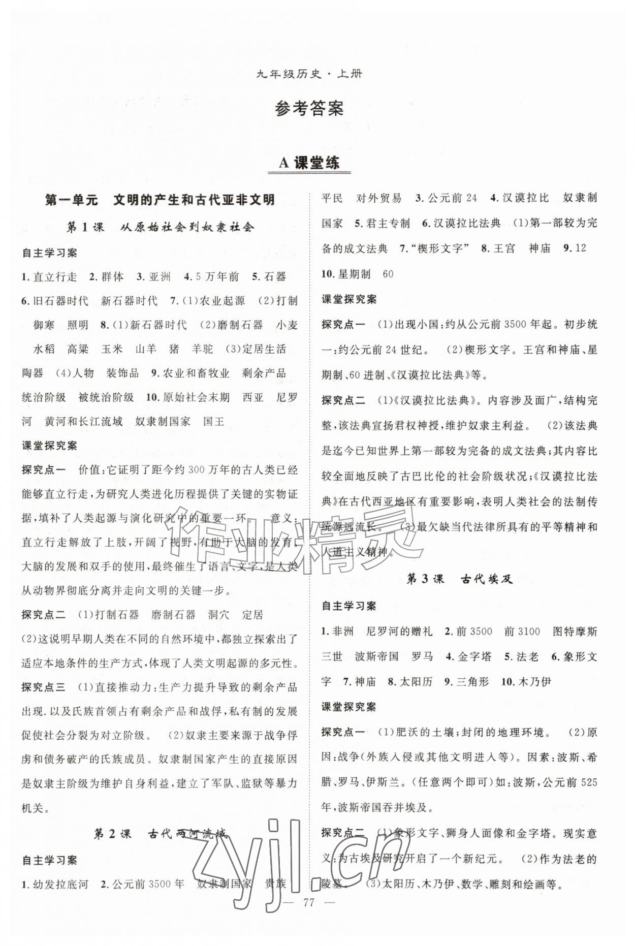 2026年优质课堂导学案九年级历史上册人教版&nbsp;第1页