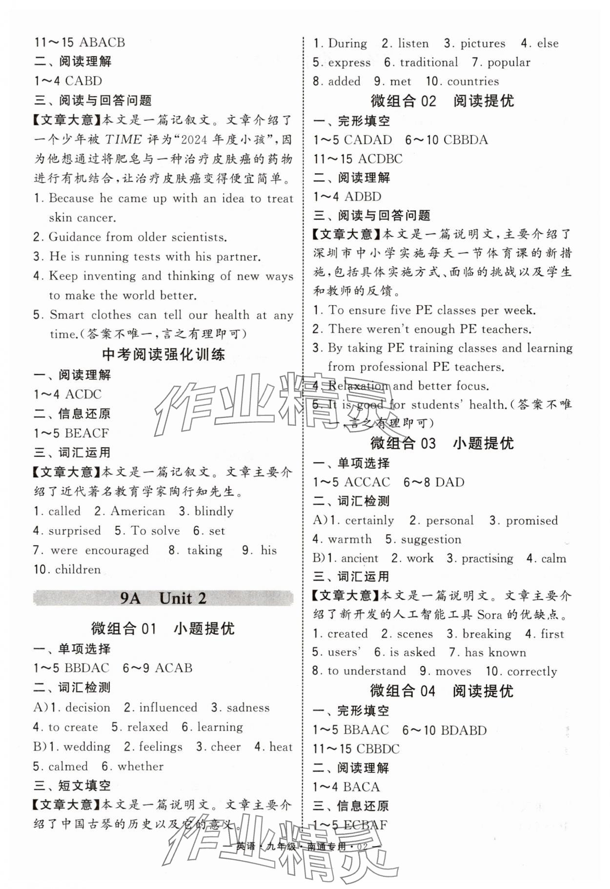 2025年学霸组合训练九年级英语全一册译林版南通专版 第2页