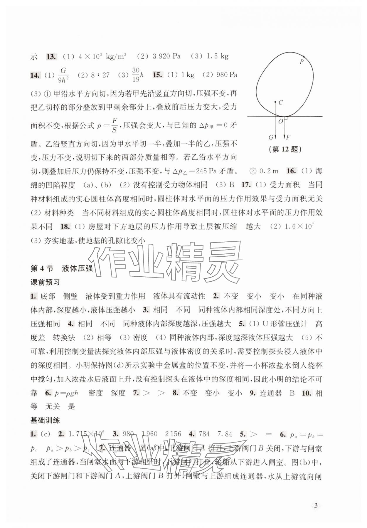 2025年新思路輔導與訓練八年級物理下冊滬教版五四制 參考答案第3頁