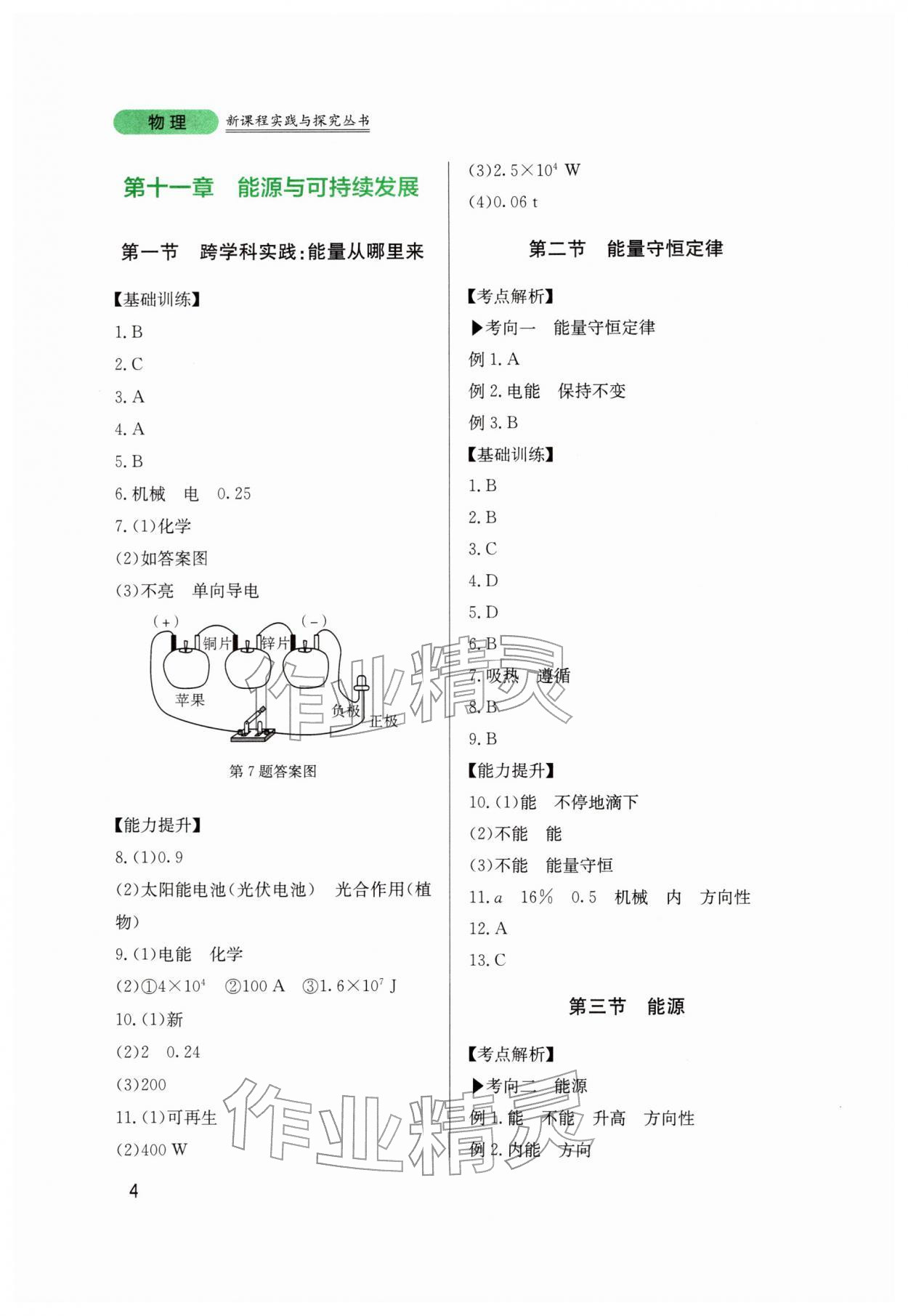 2026年新课程实践与探究丛书九年级物理下册教科版&nbsp;第4页