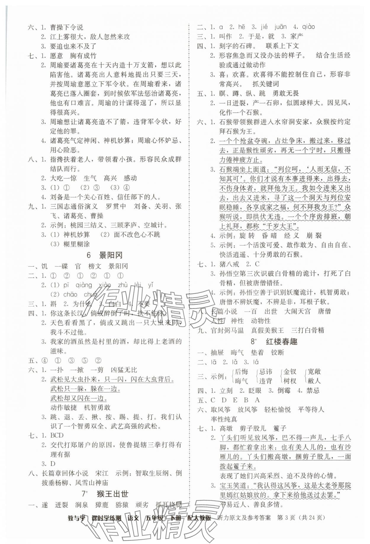 2025年教與學(xué)課時(shí)學(xué)練測五年級(jí)語文下冊人教版 第3頁