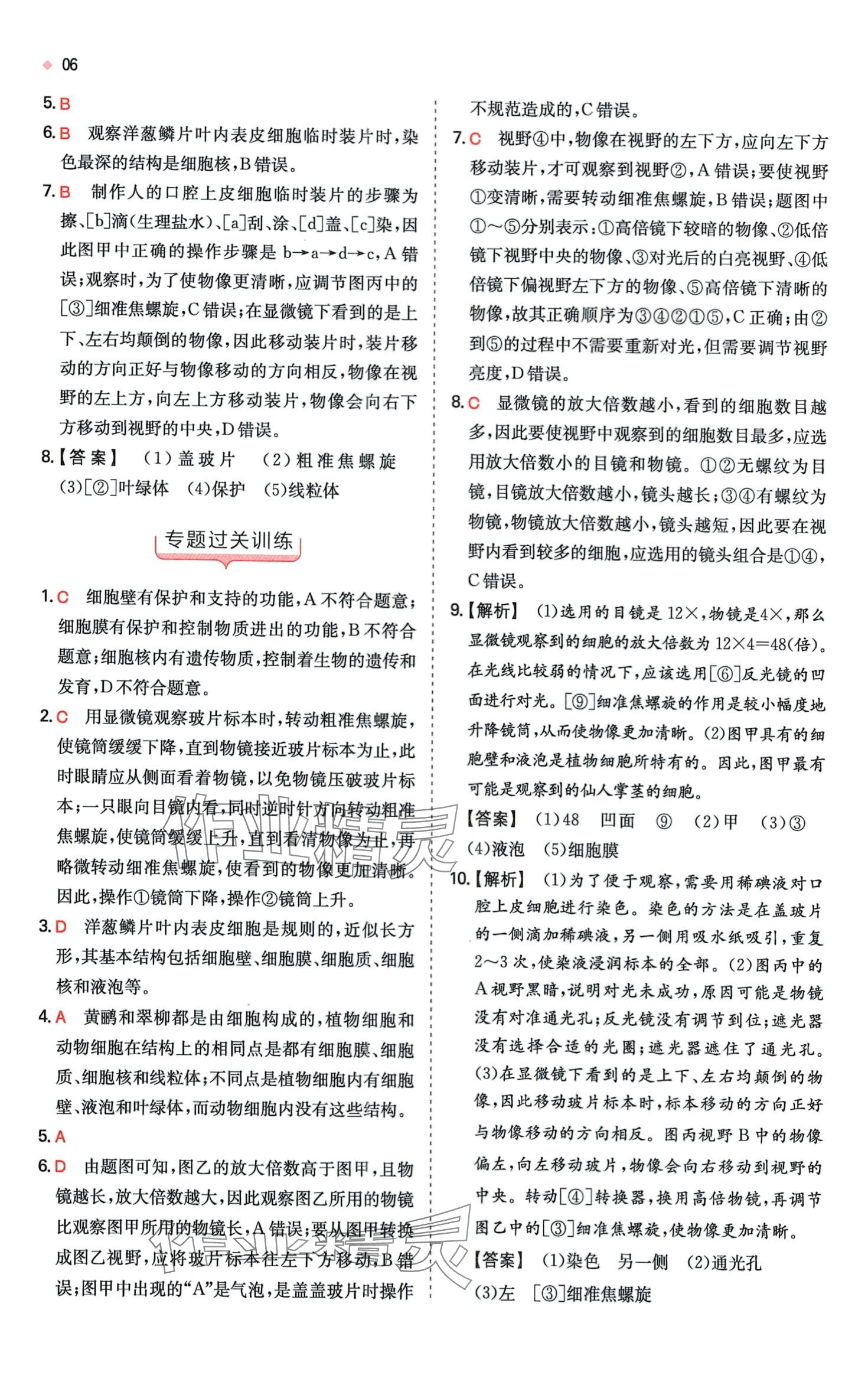 2024年一本中考训练方案生物&nbsp;第8页