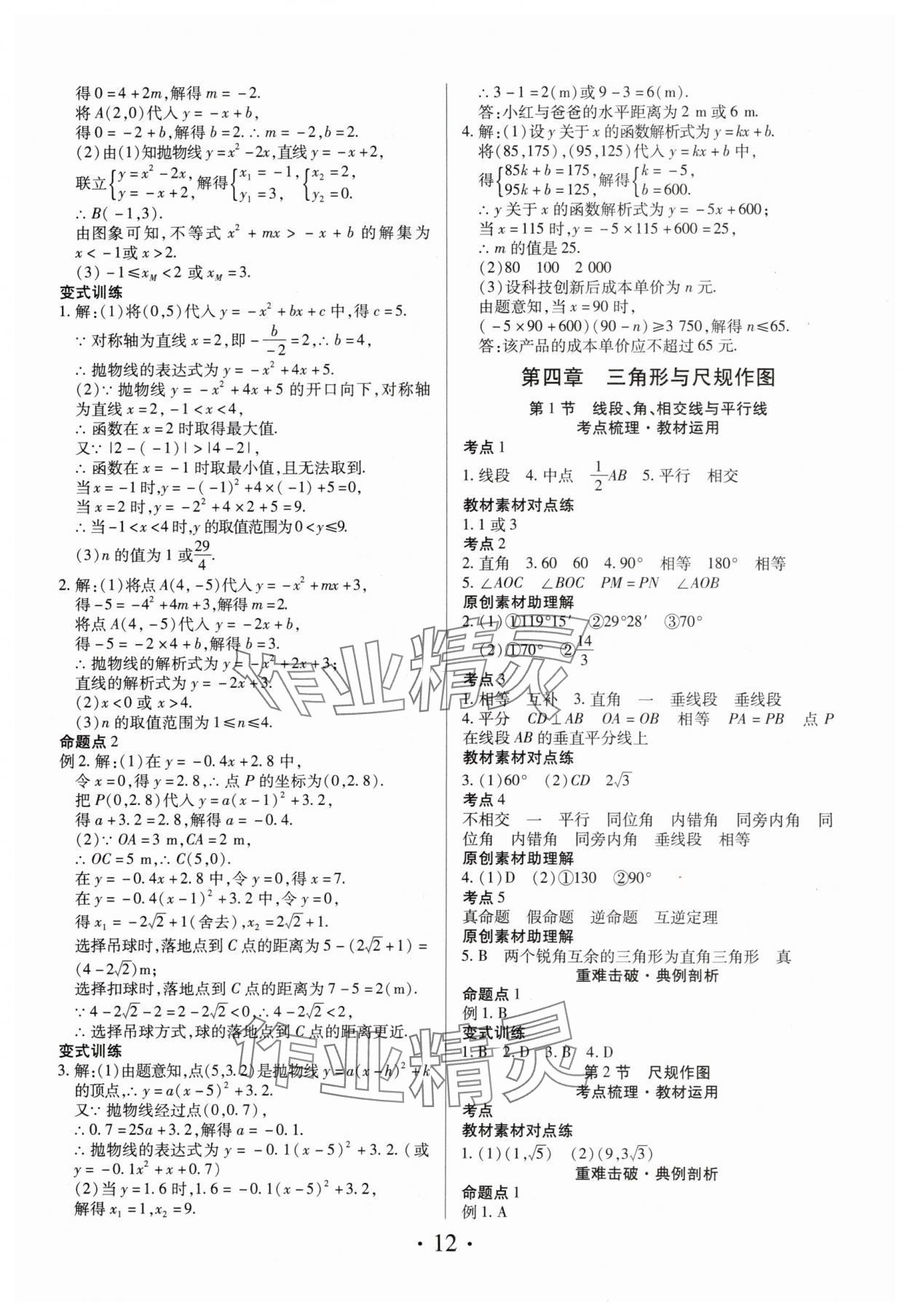 2024年理想中考数学中考河南专版 参考答案第12页