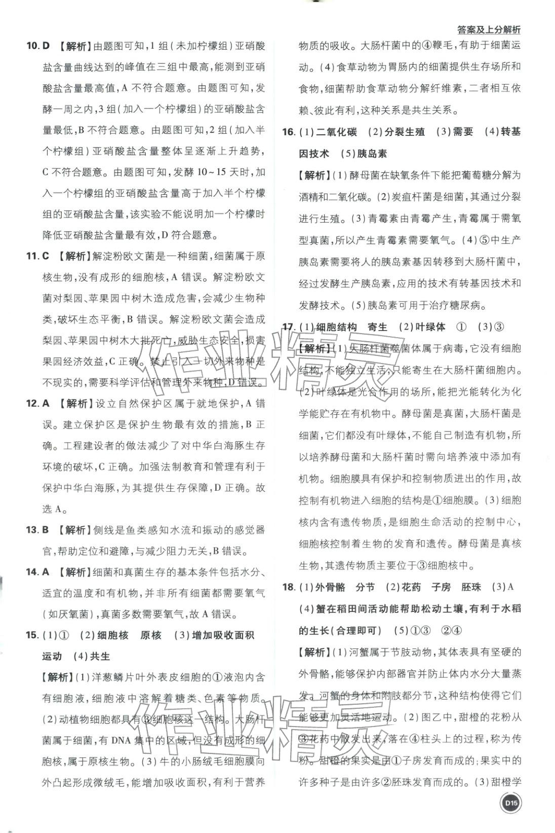 2026年中考真题分类八年级生物全一册通用版&nbsp;第15页