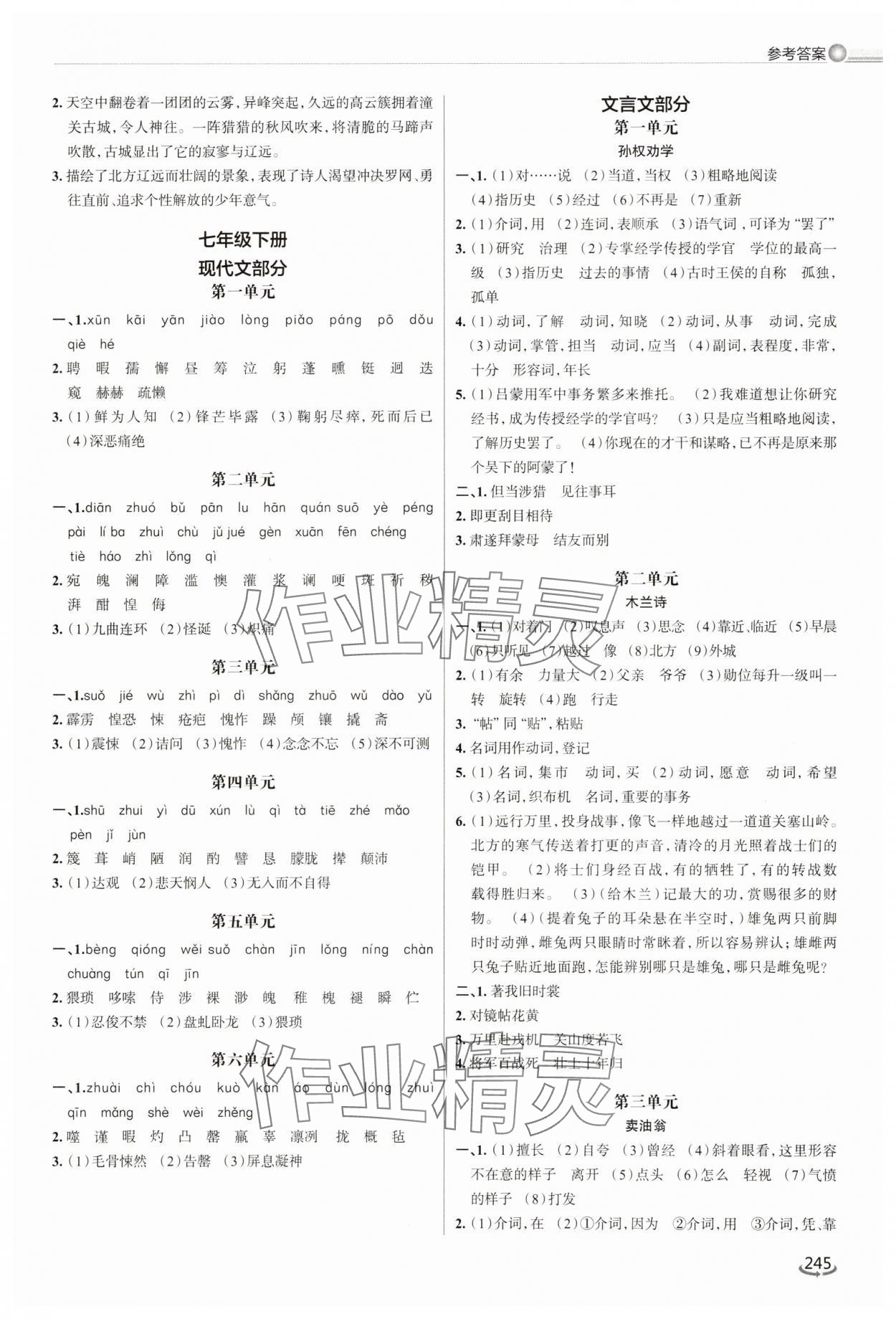 2025年初中总复习手册泰山出版社语文人教版54制&nbsp;第7页