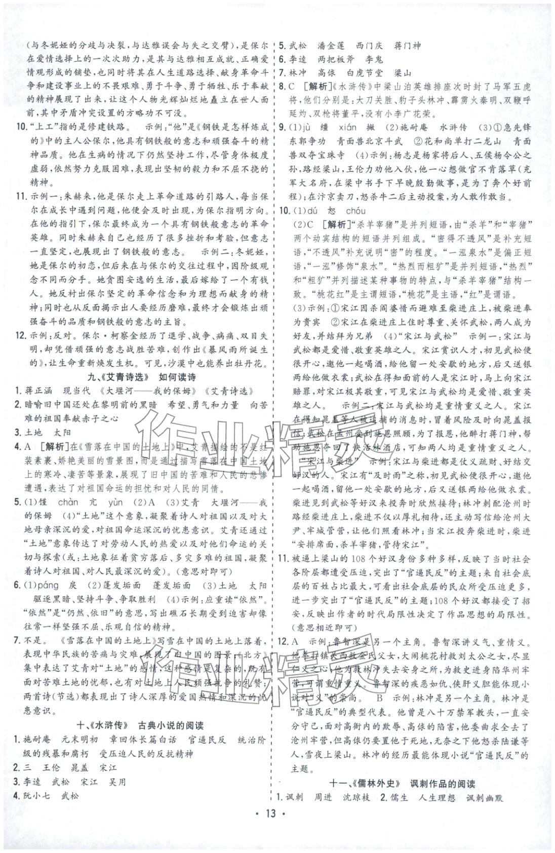 2026年決勝中考語文安徽專版&nbsp;參考答案第13頁