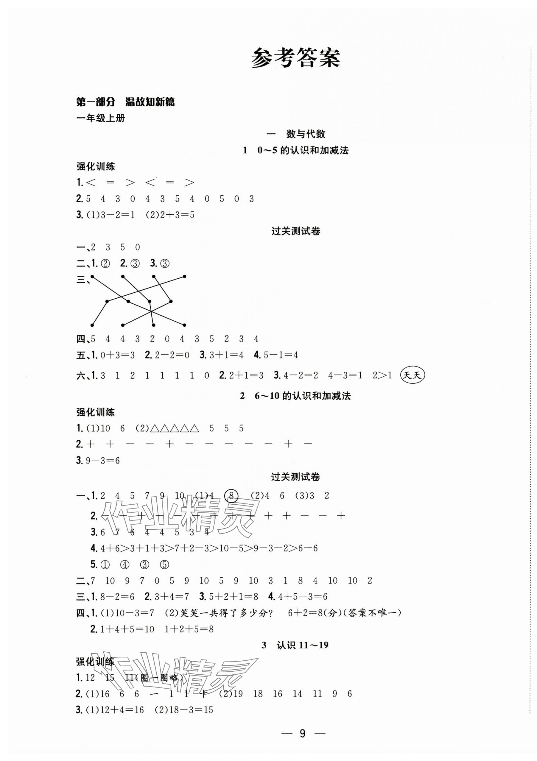 2025年暑假集訓合肥工業大學出版社一年級數學蘇教版 第1頁