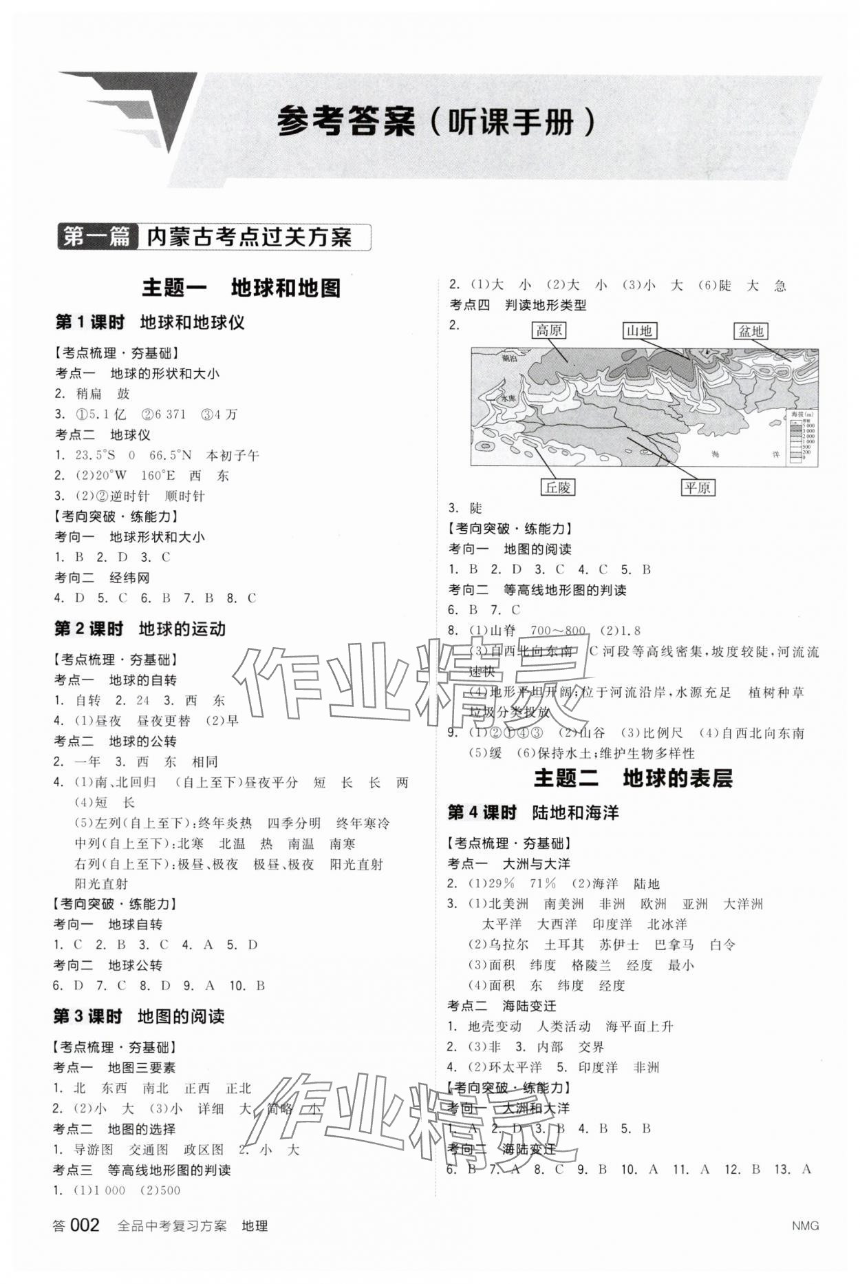 2024年全品中考復(fù)習(xí)方案地理內(nèi)蒙古專版 參考答案第1頁