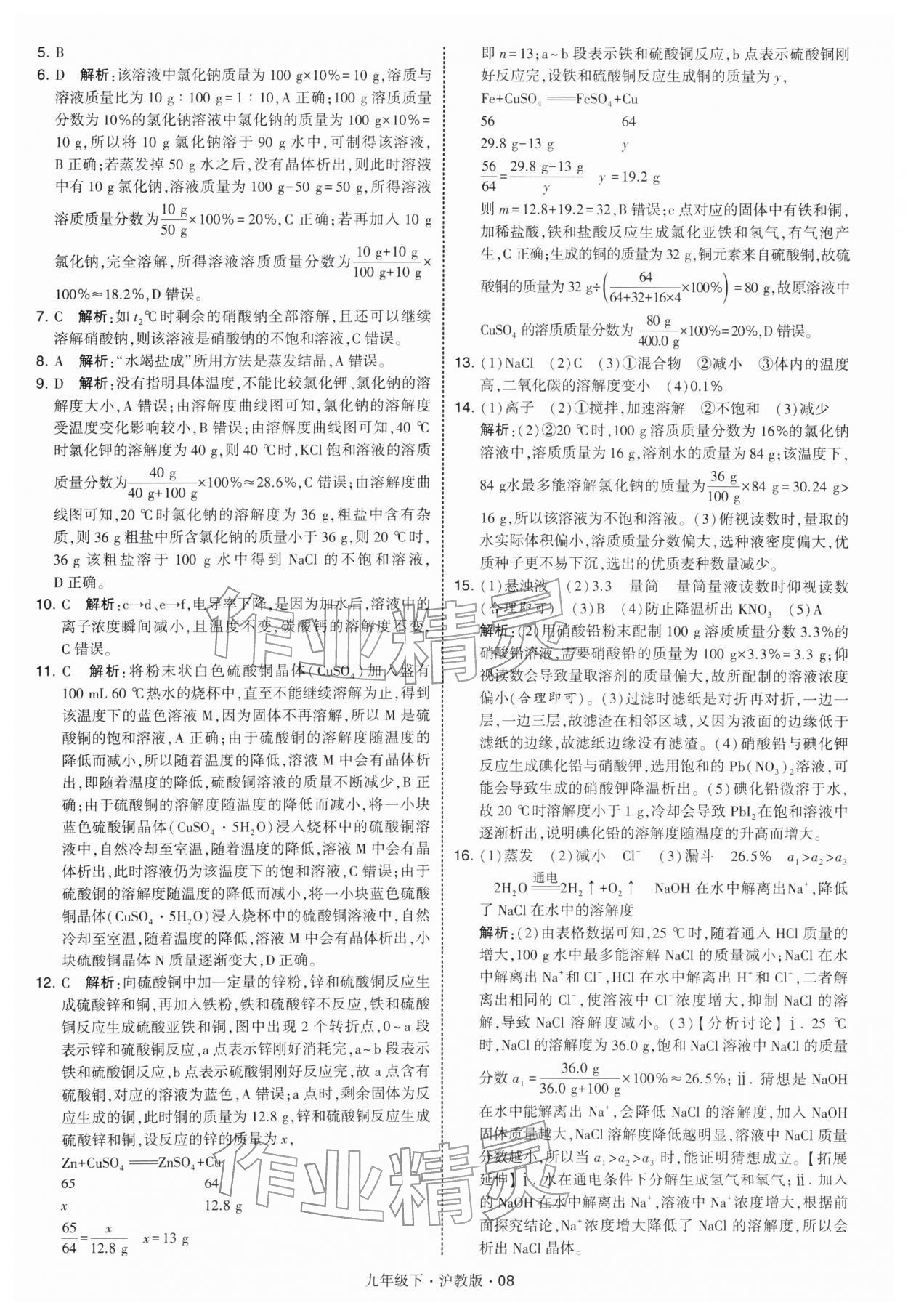 2026年經(jīng)綸學典學霸九年級化學下冊滬教版&nbsp;第8頁