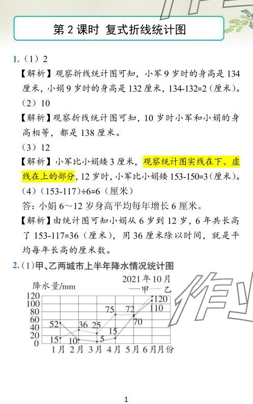 2024年小学学霸作业本五年级数学下册苏教版 参考答案第42页